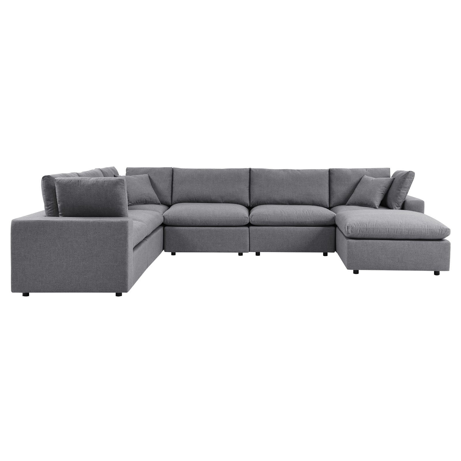 Modway Outdoor Sofas - Commix 7-Piece Sunbrella Outdoor Patio Sectional Sofa Gray