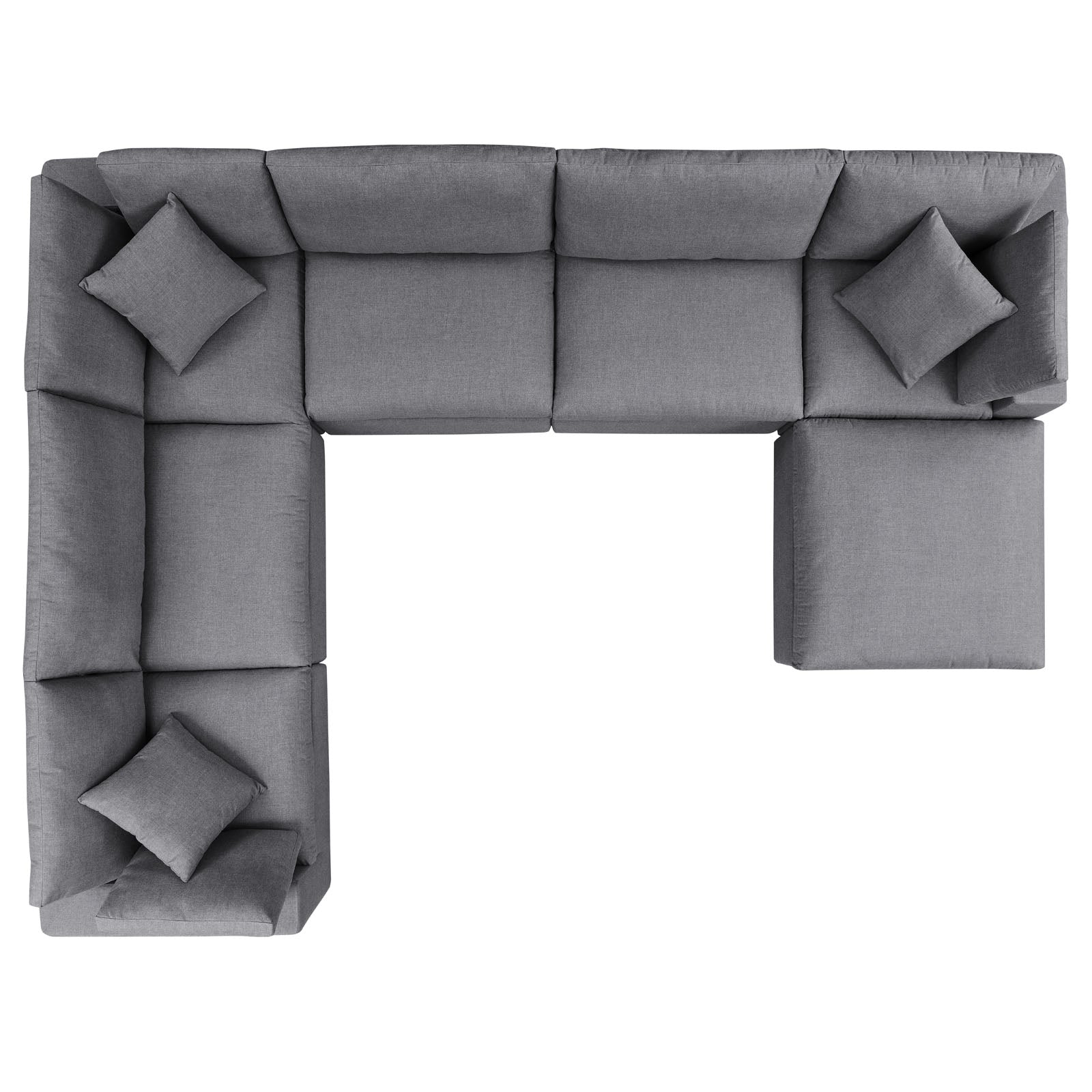 Modway Outdoor Sofas - Commix 7-Piece Sunbrella Outdoor Patio Sectional Sofa Gray