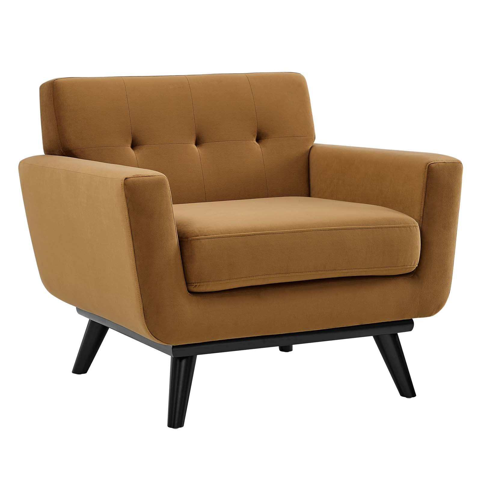 Modway Accent Chairs - Engage Performance Velvet Armchair Cognac