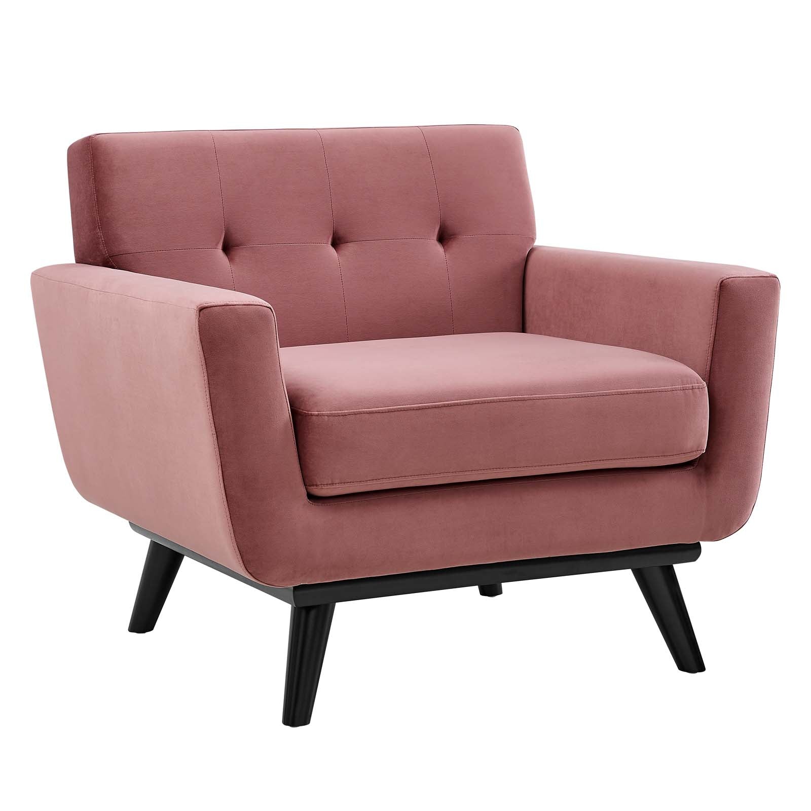 Modway Accent Chairs - Engage Performance Velvet Armchair Dusty Rose