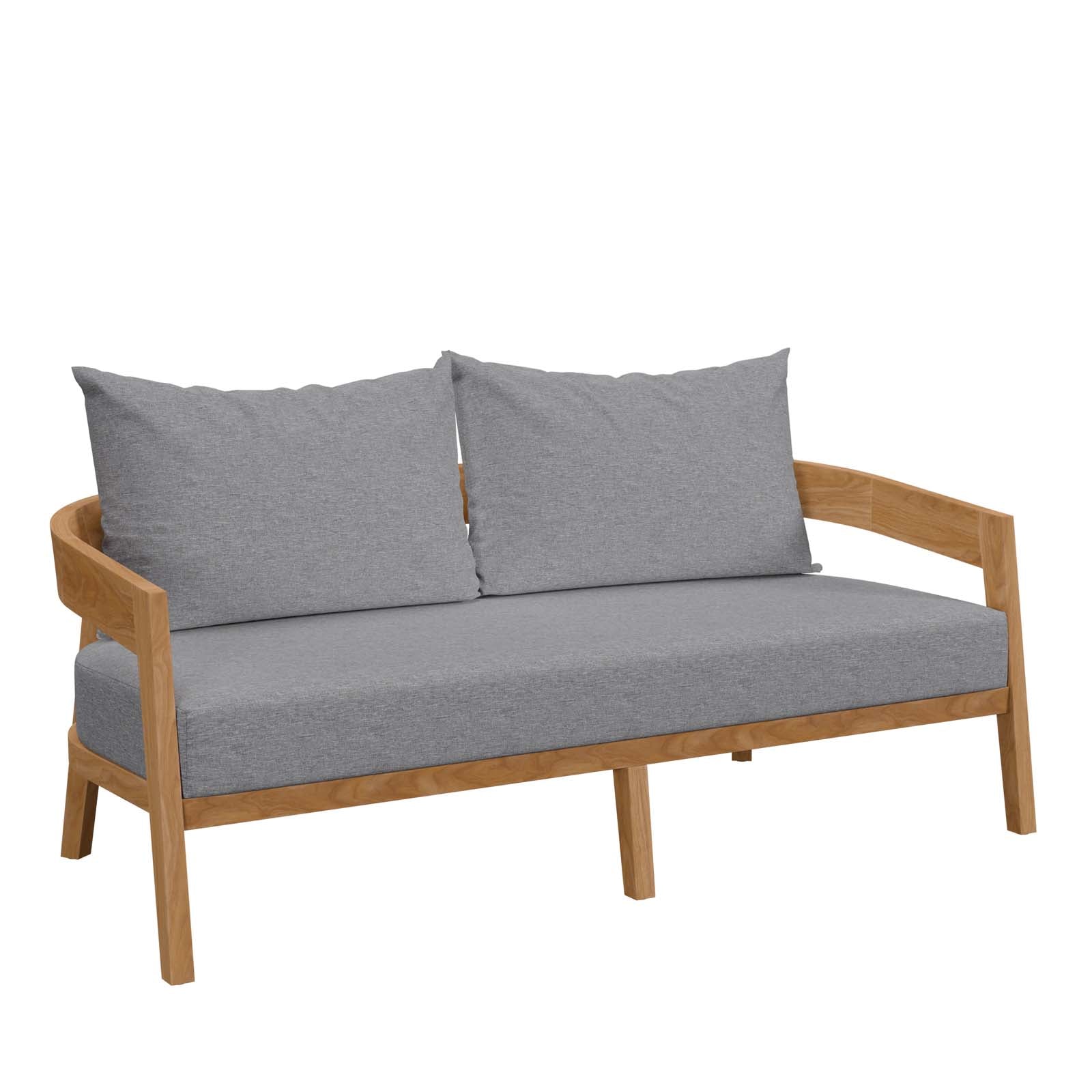 Modway Outdoor Sofas - Brisbane Teak Wood Outdoor Patio Loveseat Natural Gray