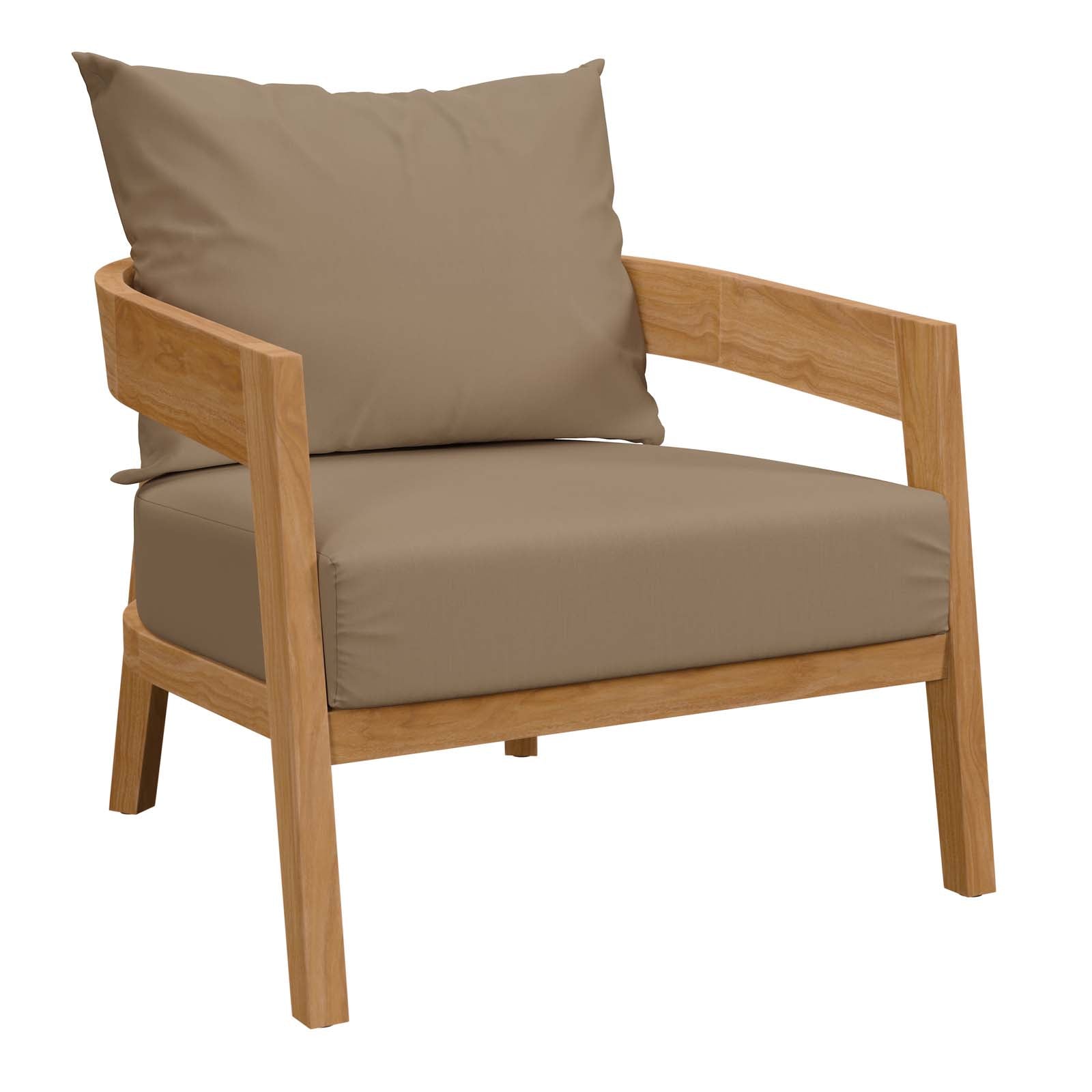 Modway Outdoor Chairs - Brisbane Teak Wood Outdoor Patio Armchair Natural Light Brown