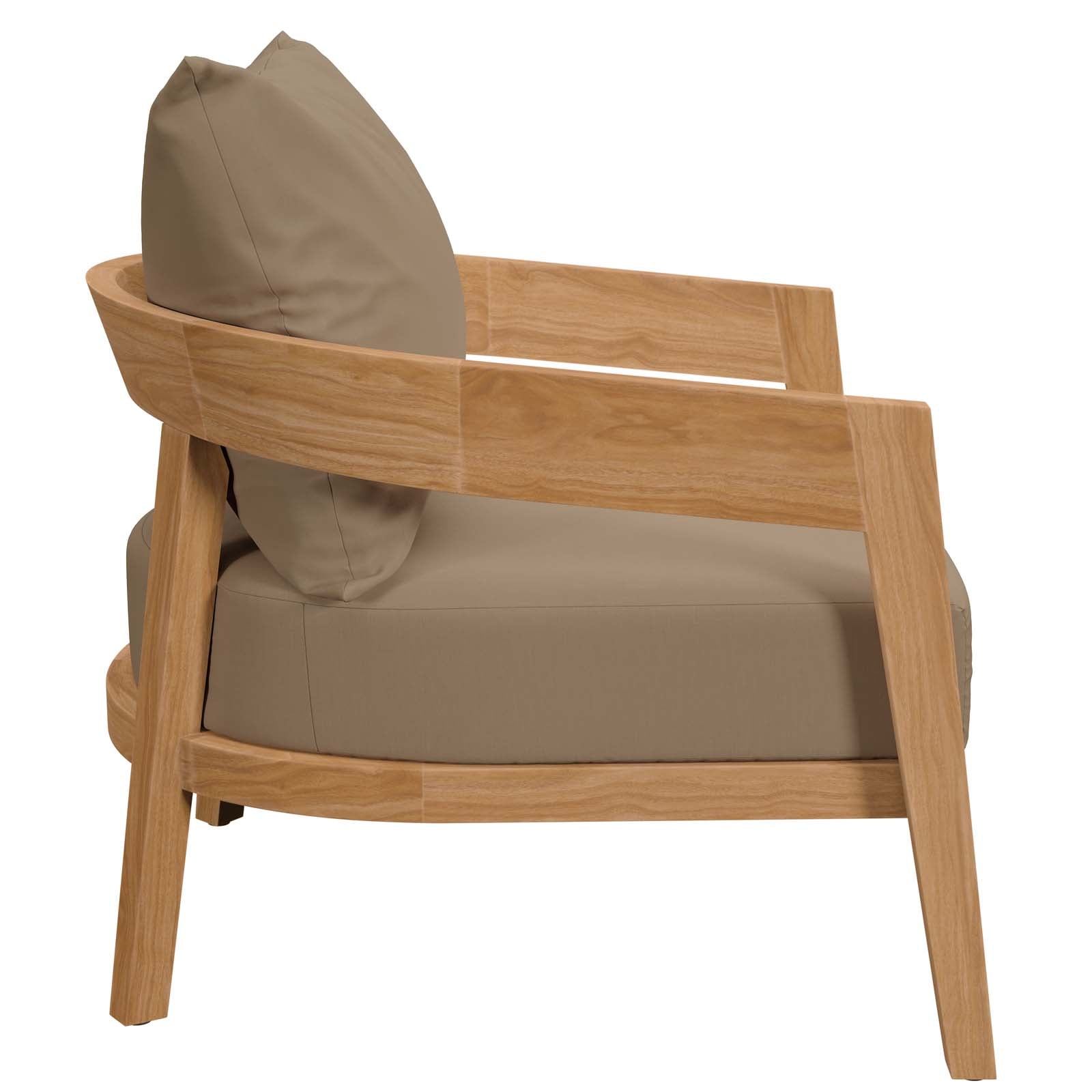 Modway Outdoor Chairs - Brisbane Teak Wood Outdoor Patio Armchair Natural Light Brown