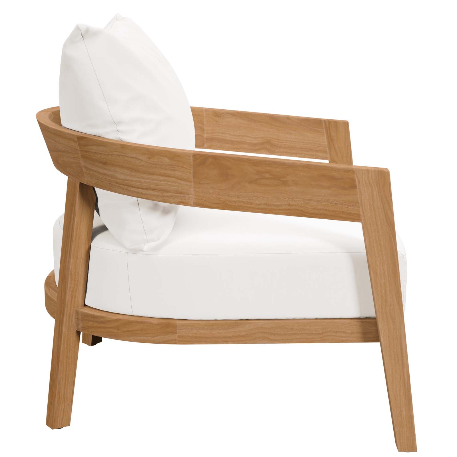Modway Outdoor Chairs - Brisbane Teak Wood Outdoor Patio Armchair Natural White