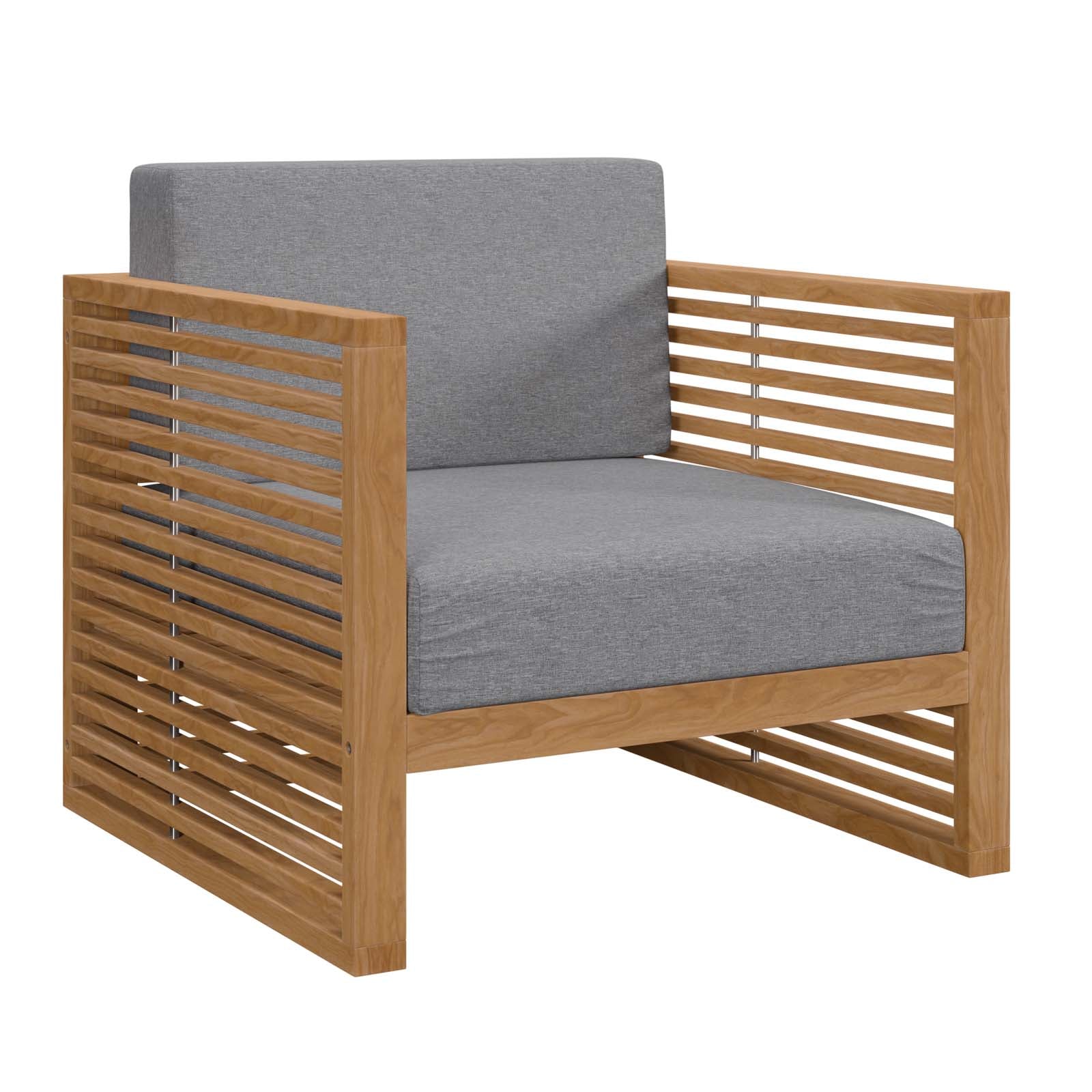 Modway Outdoor Chairs - Carlsbad Teak Wood Outdoor Patio Armchair Natural Gray