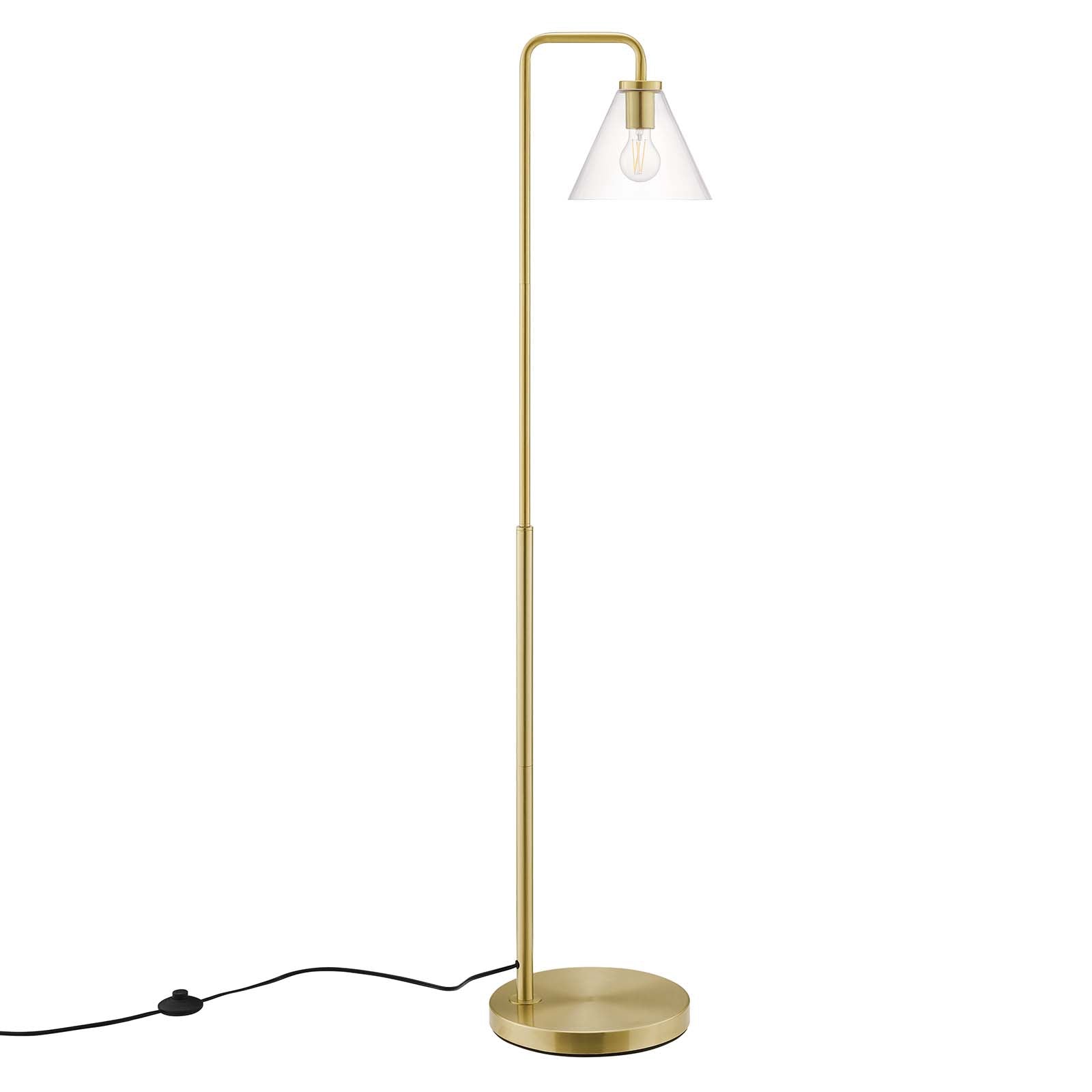 Modway Floor Lamps - Element Transparent Glass Glass And Metal Floor Lamp Satin Brass