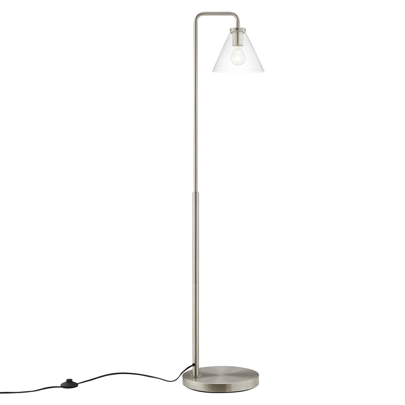 Modway Floor Lamps - Element Transparent Glass Glass And Metal Floor Lamp Satin Nickel
