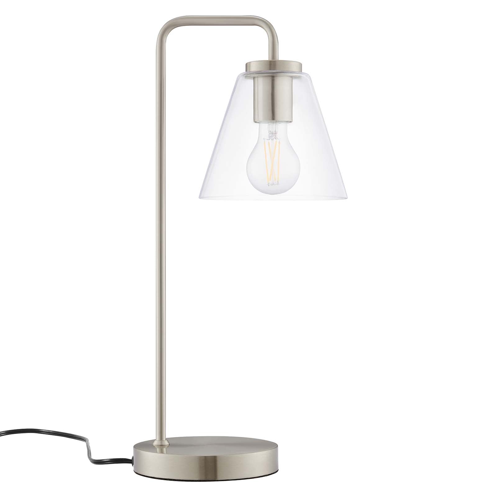 Modway Table Lamps - Element Glass Table Lamp Satin Nickel