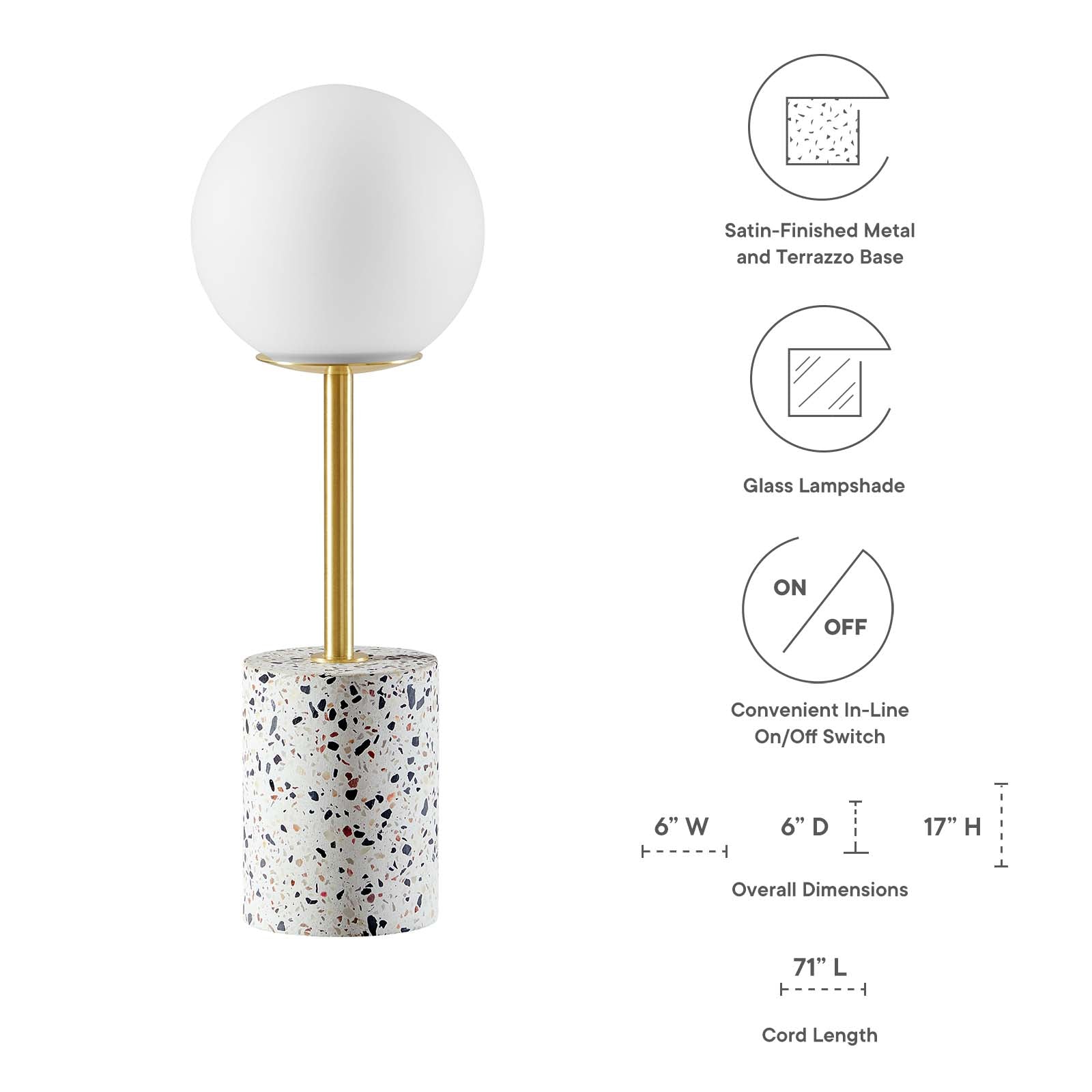 Modway Table Lamps - Logic Terrazzo Table Lamps White