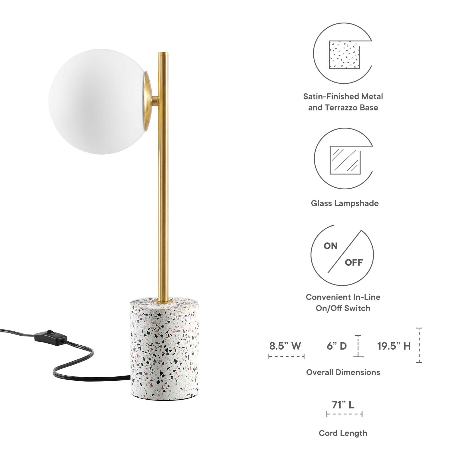 Modway Table Lamps - Logic Terrazzo Table Lamp White