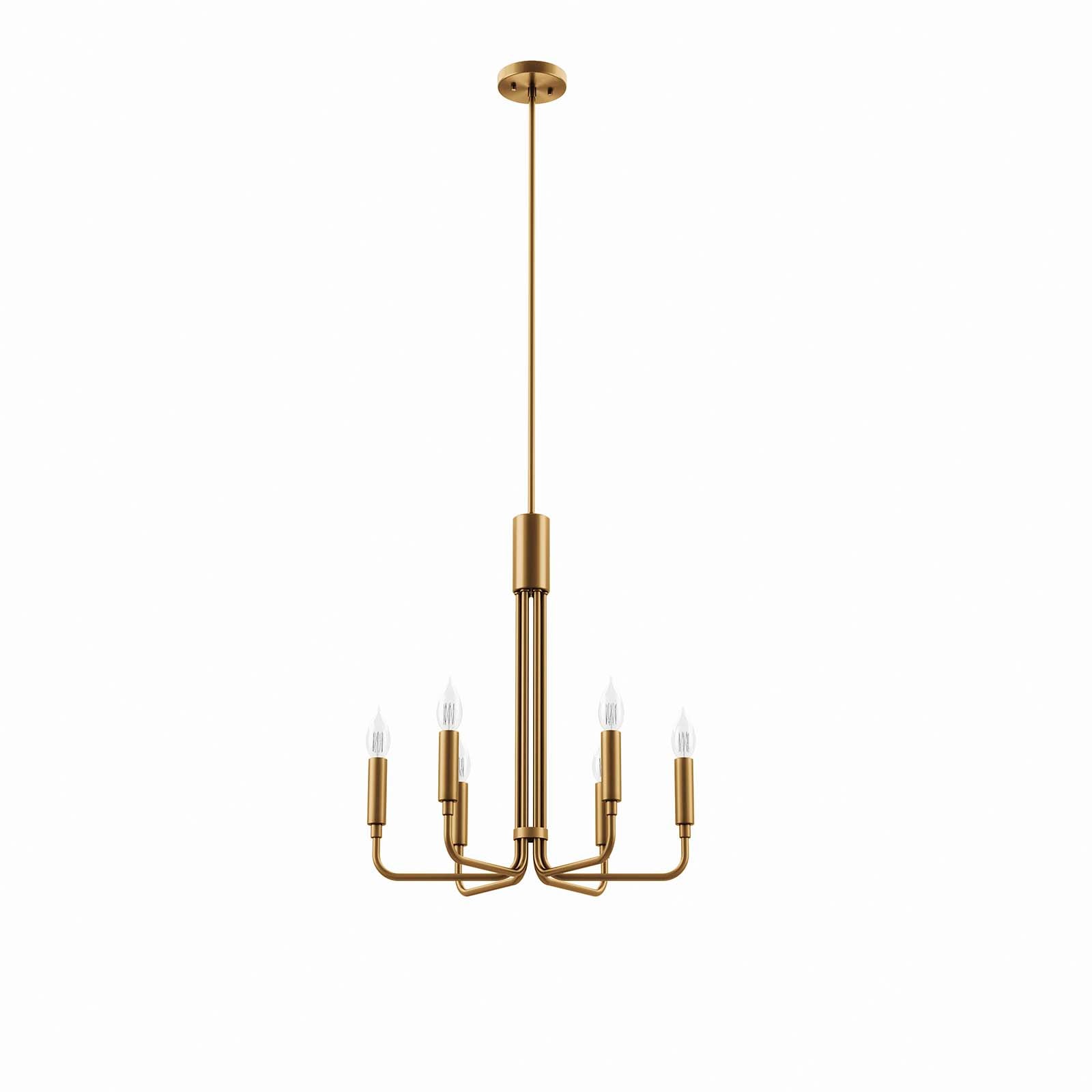 Modway Ceiling Lamps - Rekindle-6-Light-Chandelier-Satin-Brass