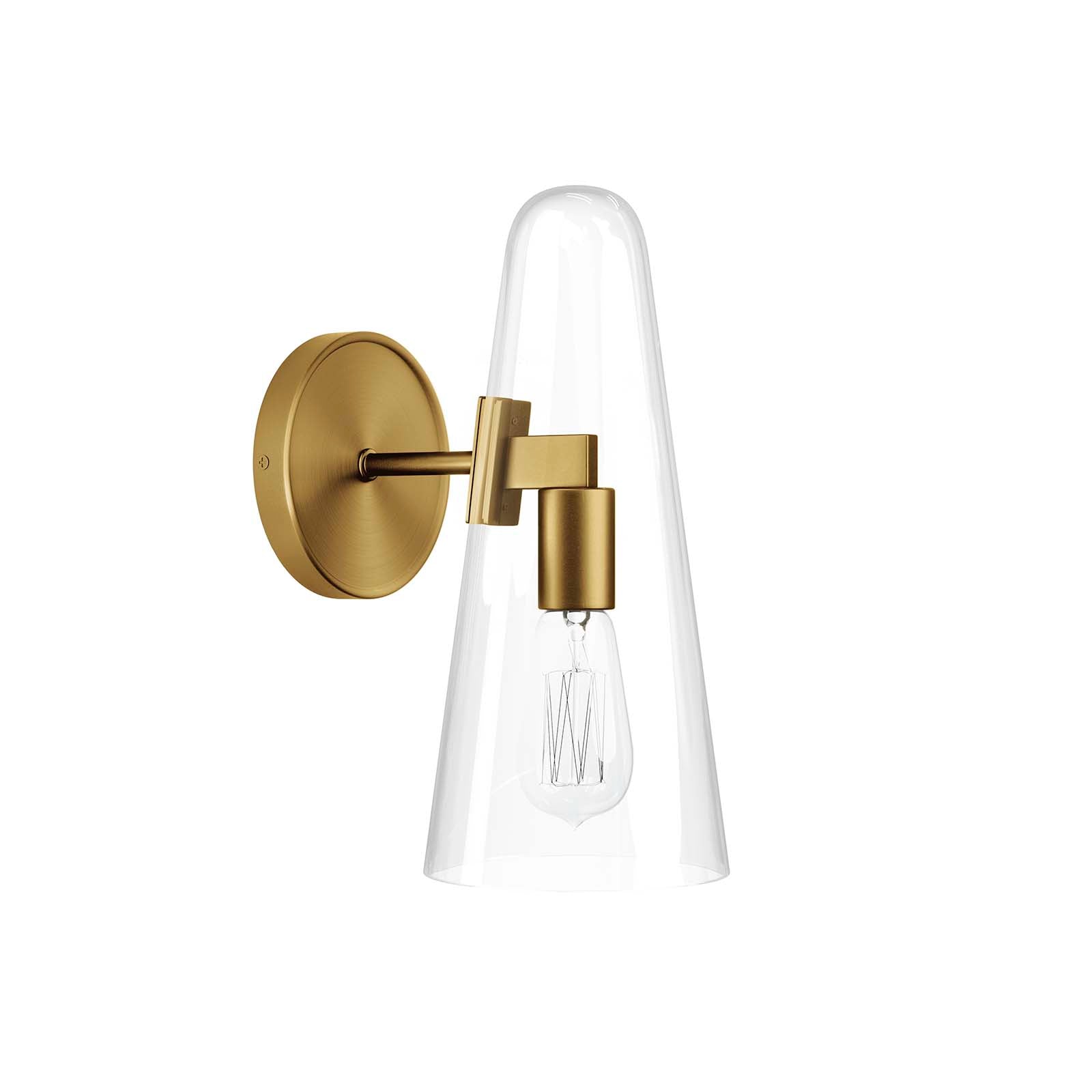 Modway Wall Sconces - Beacon-1-Light-Wall-Sconce-Clear-Satin-Brass
