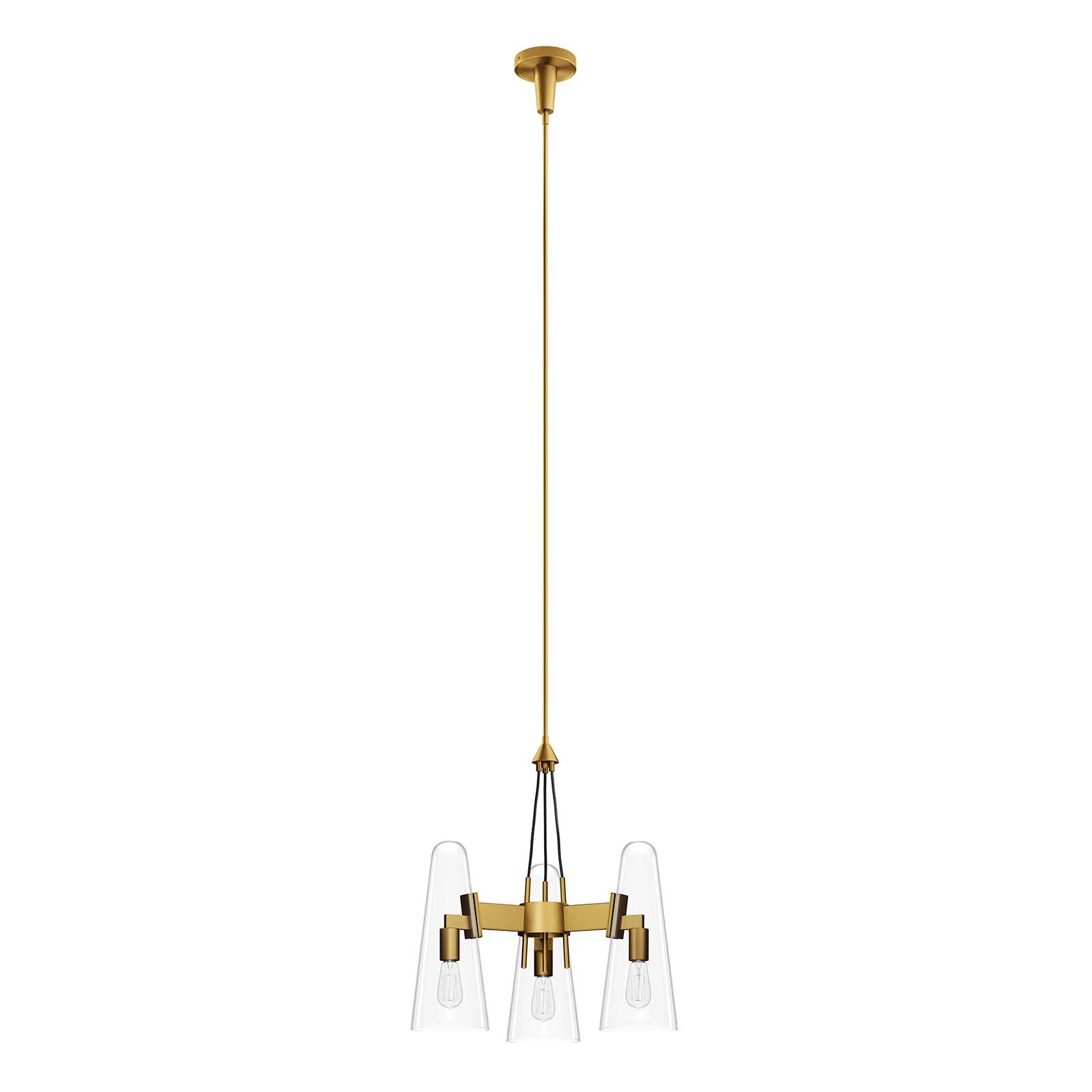 Modway Ceiling Lamps - Beacon-3-Light-Pendant-Light-Clear-Satin-Brass