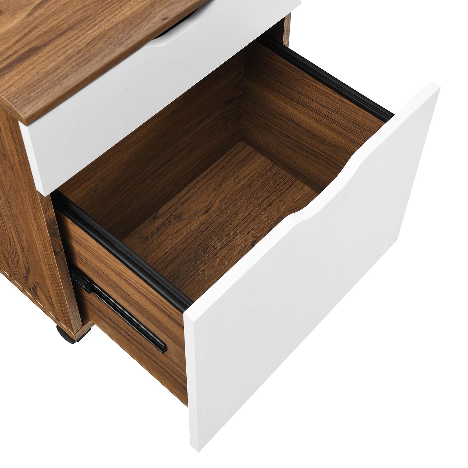 Modway File Cabinets - Envision Wood File Cabinet Walnut White