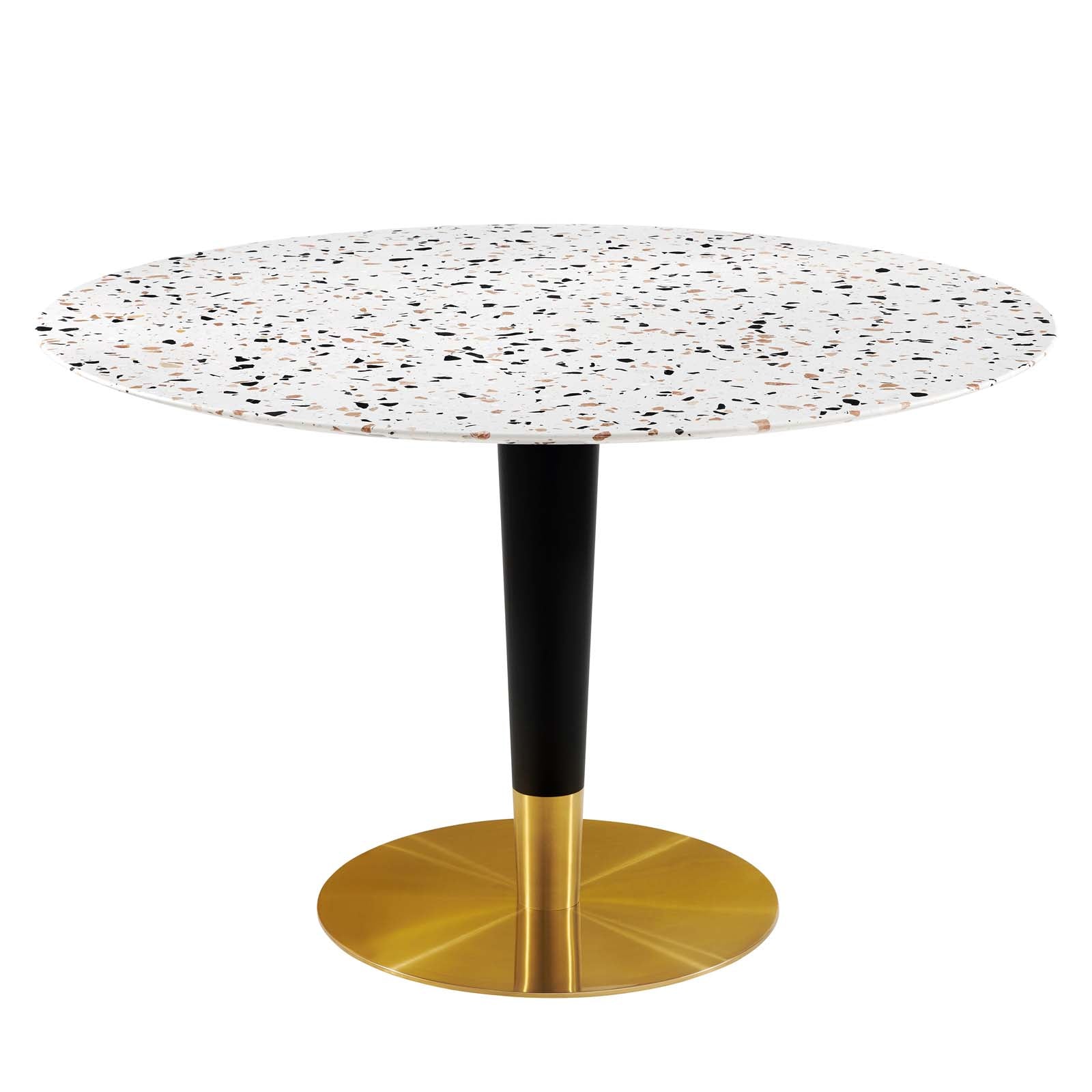 Modway Dining Tables - Zinque-47"-Round-Terrazzo-Dining-Table-Gold-White