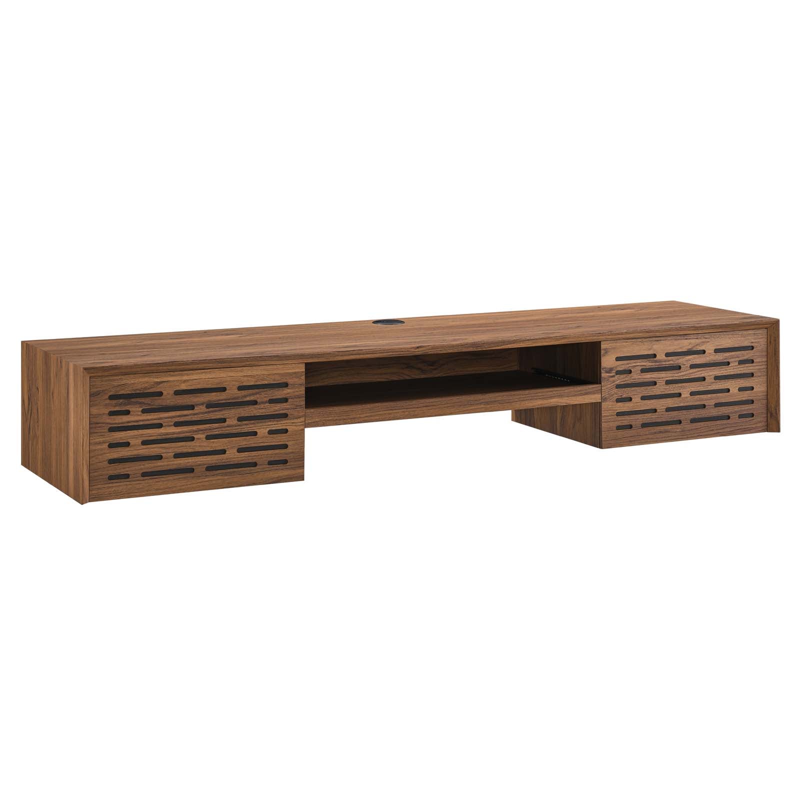 Modway Desks - Merit 60" Wall Mount Wood Office Desk Walnut