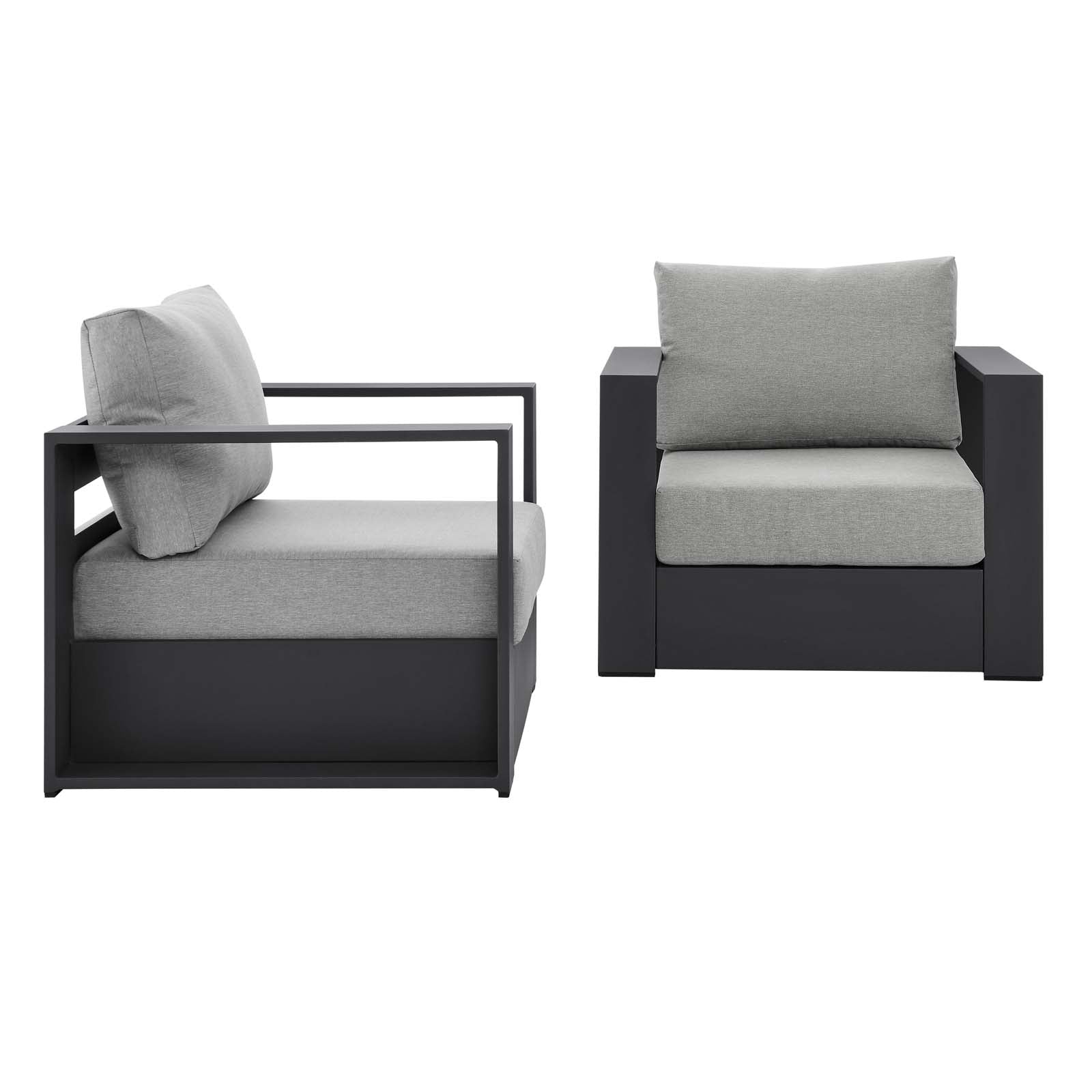 Modway Outdoor Conversation Sets - Tahoe Outdoor Patio Powder-Coated Aluminum 2-Piece Armchair Set Gray