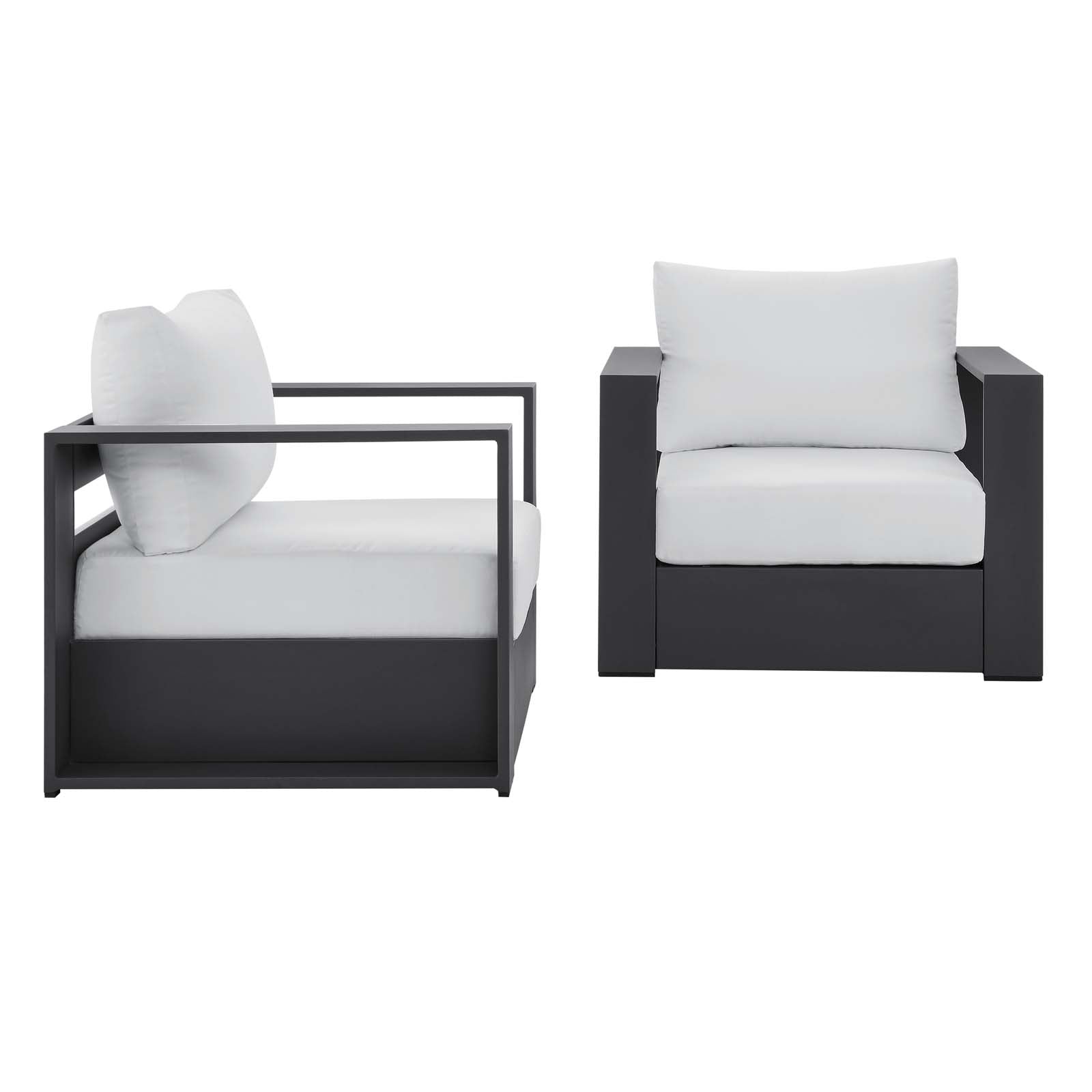 Modway Outdoor Conversation Sets - Tahoe Outdoor Patio Powder-Coated Aluminum 2-Piece Armchair Set Gray White