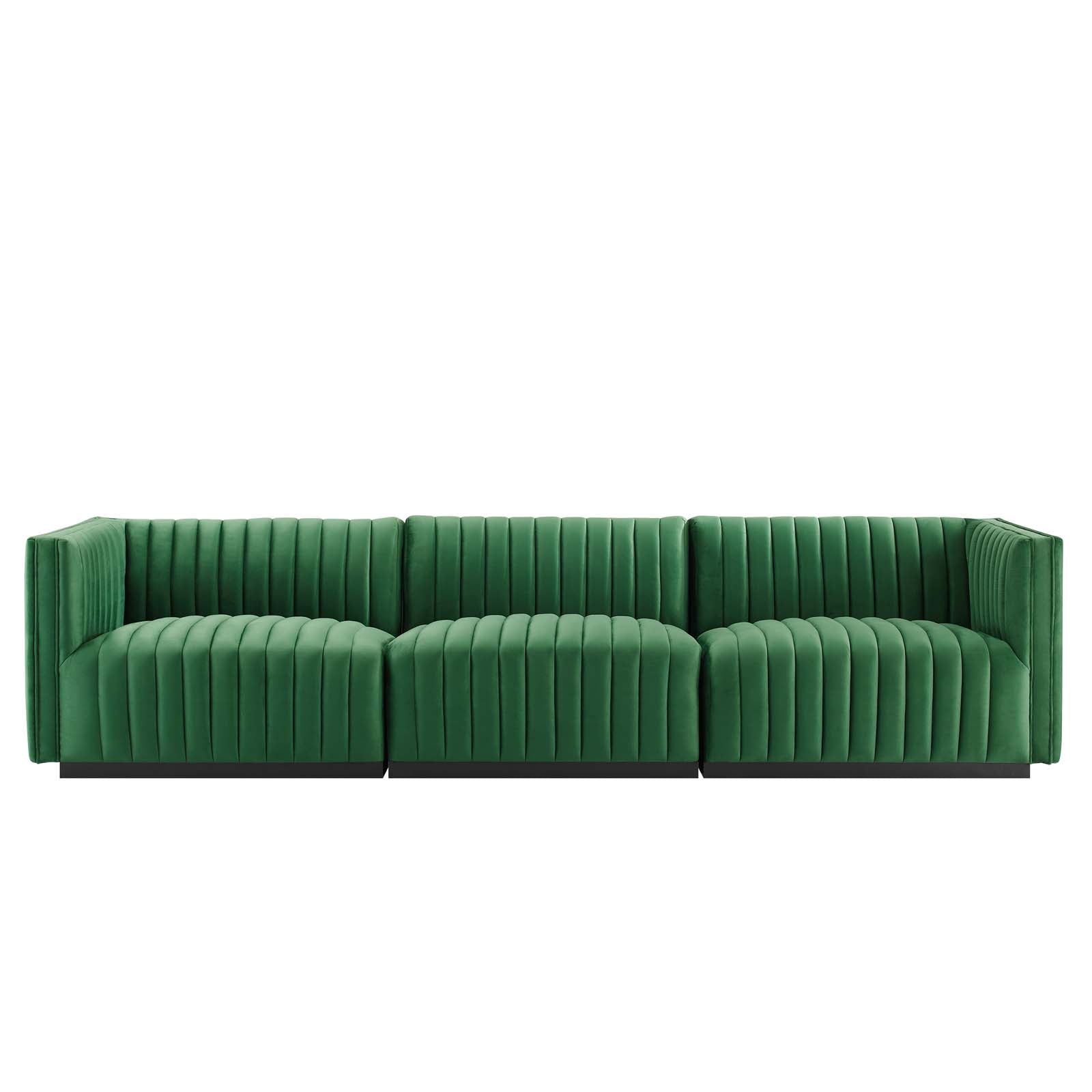 Modway Sofas & Couches - Conjure Channel Tufted Performance Velvet Sofa Black Emerald