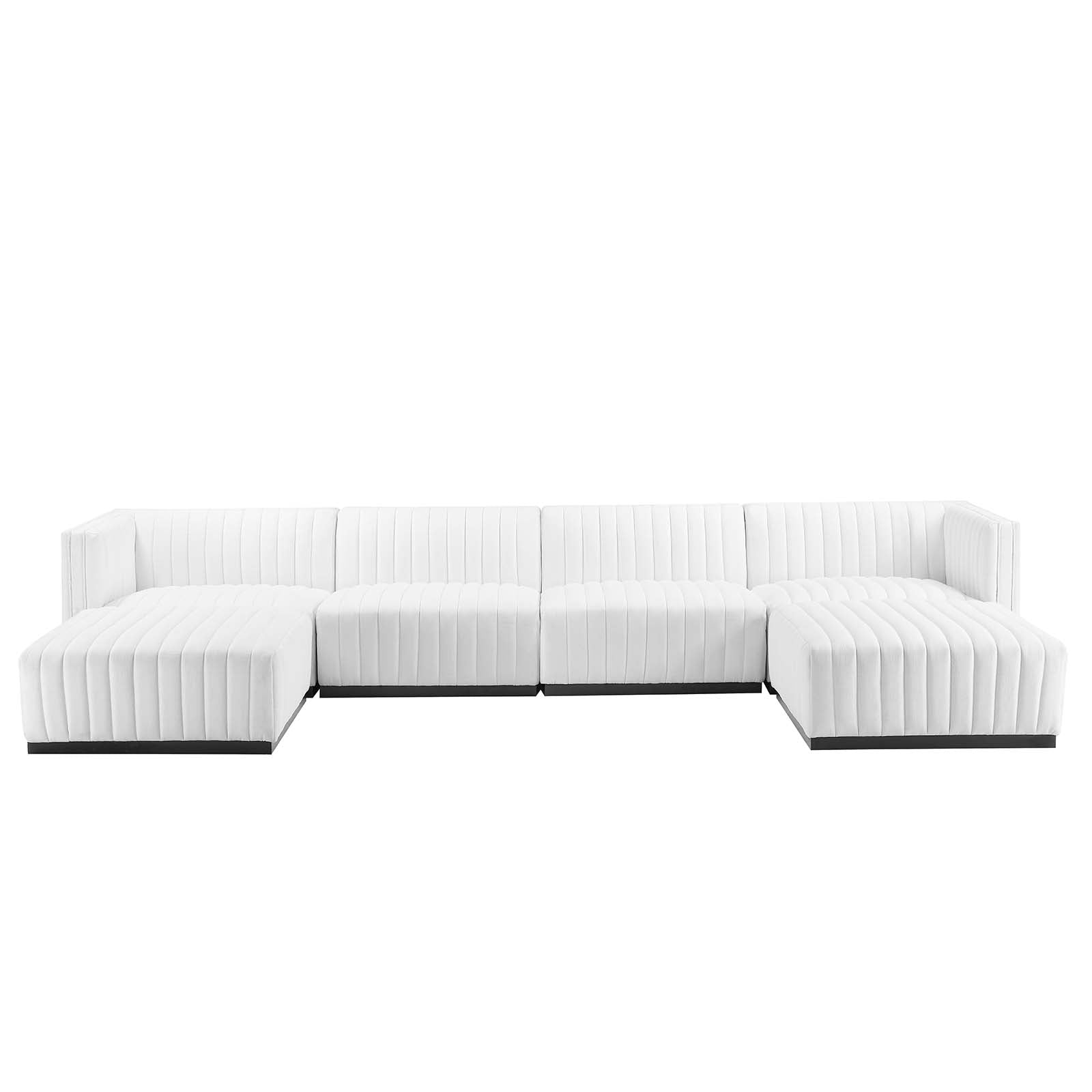 Modway Sectional Sofas - Conjure Channel Tufted Upholstered Fabric 6-Piece Sectional Sofa BlackWhite