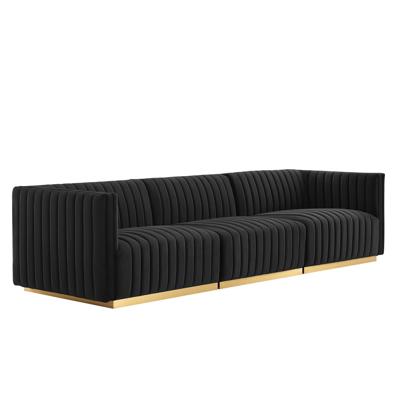 Modway Sofas & Couches - Conjure Channel Tufted Performance Velvet Sofa Gold Black