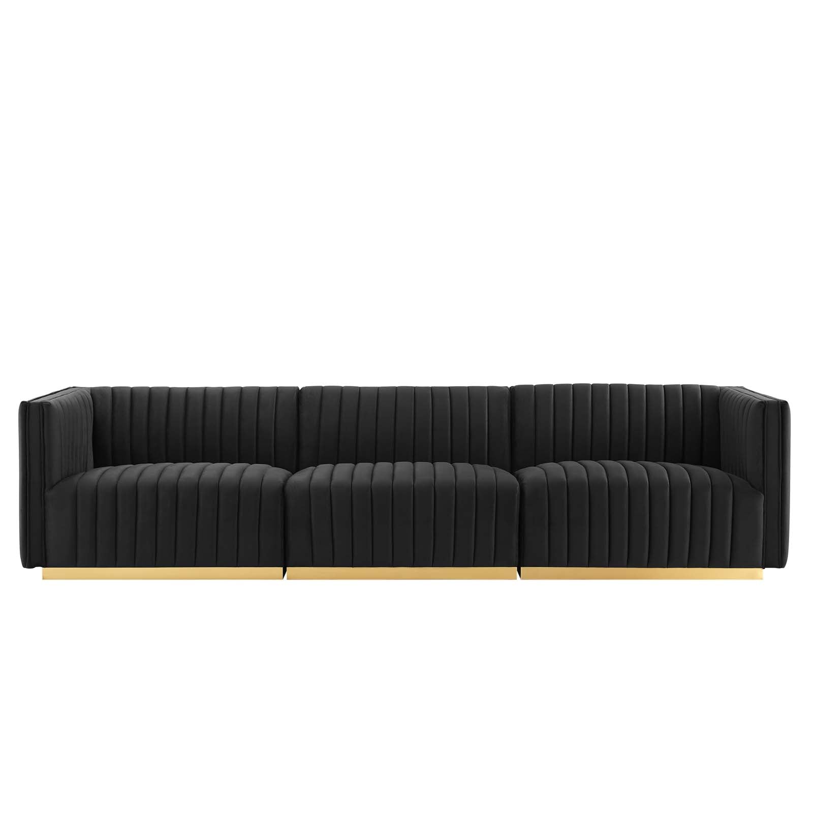Modway Sofas & Couches - Conjure Channel Tufted Performance Velvet Sofa Gold Black