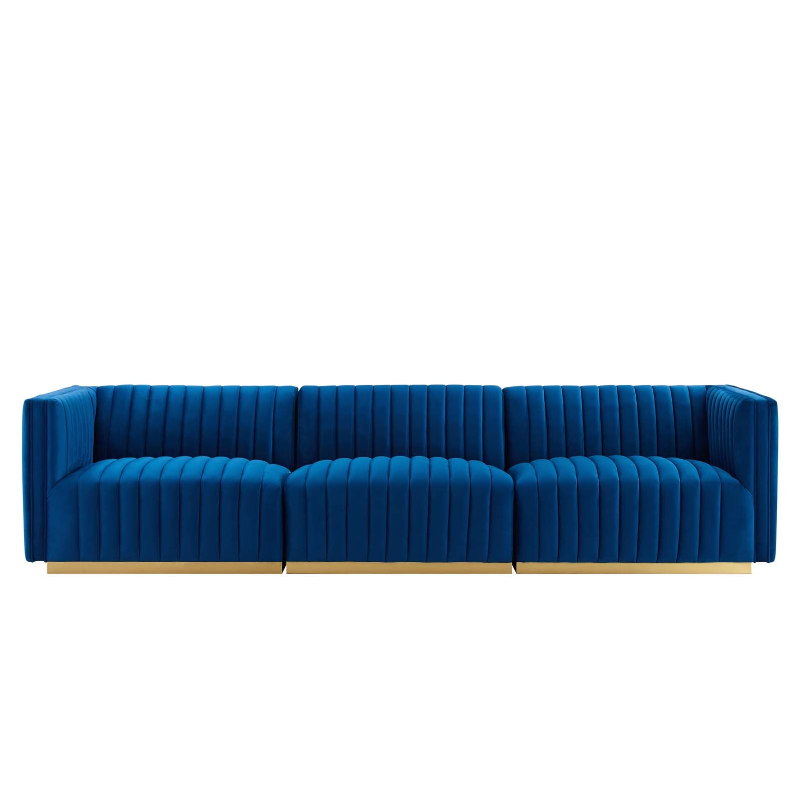 Modway Sofas & Couches - Conjure Channel Tufted Performance Velvet Sofa Gold Navy