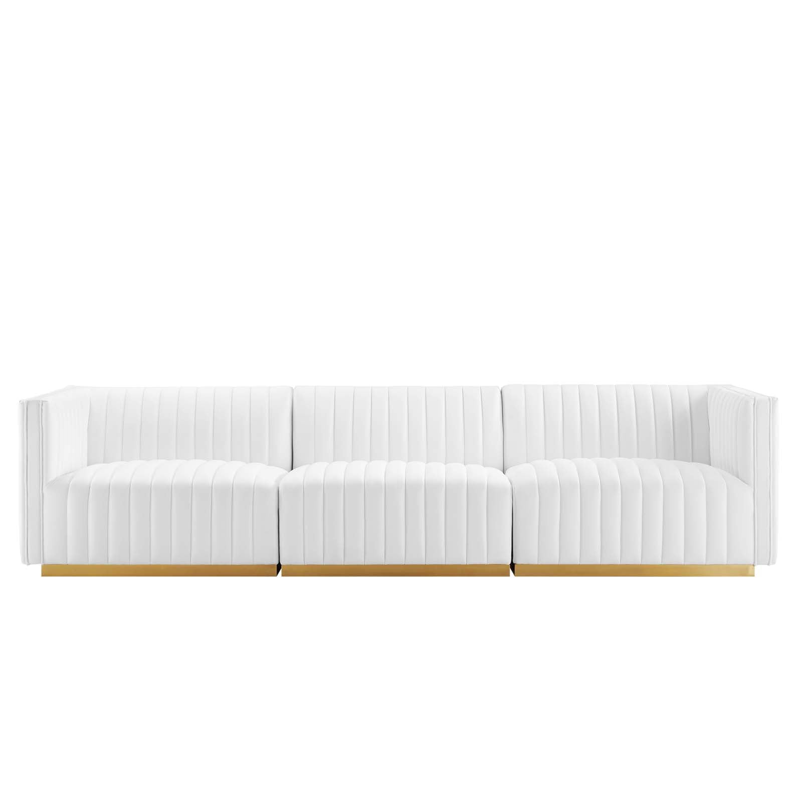 Modway Sofas & Couches - Conjure Channel Tufted Performance Velvet Sofa Gold White