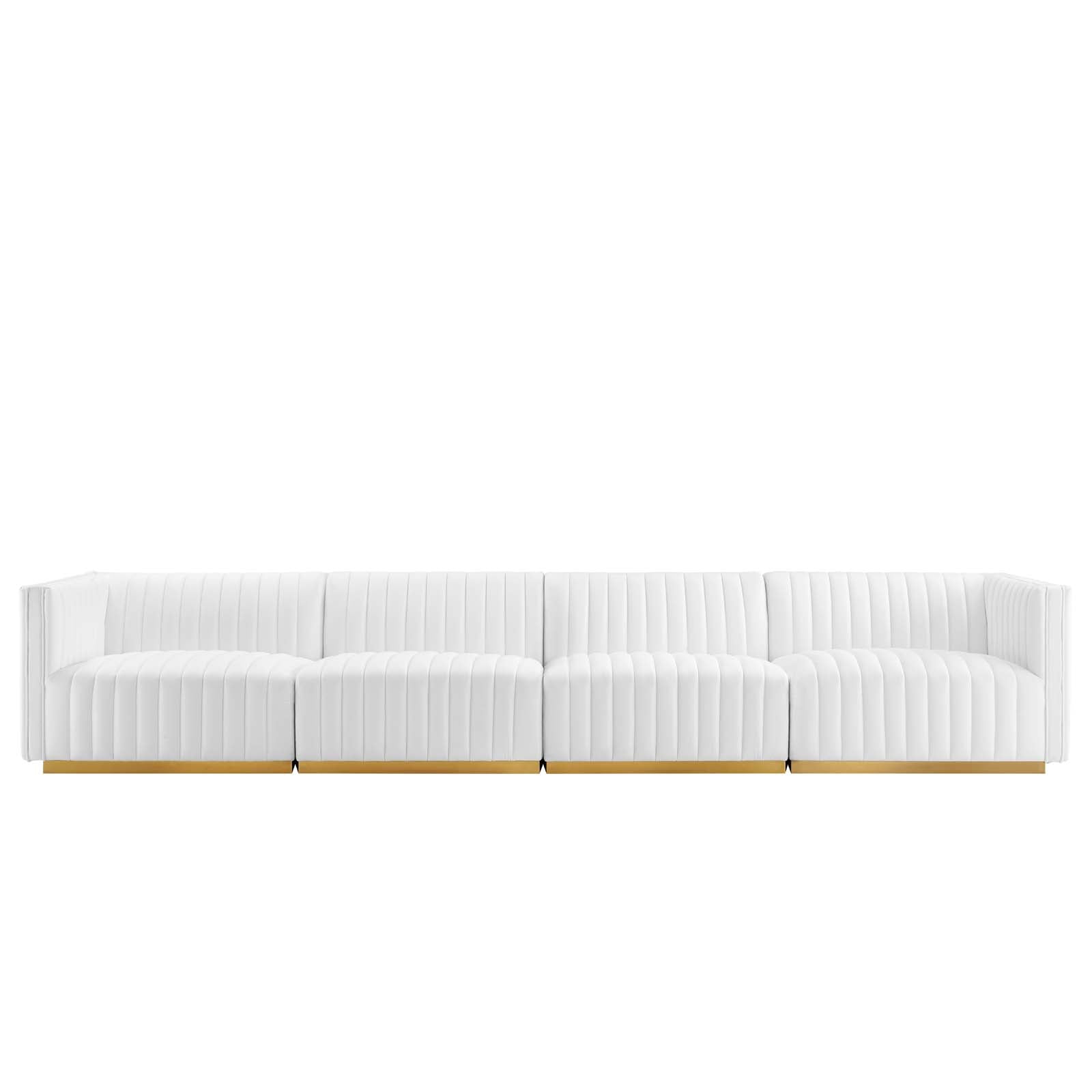 Modway Sofas & Couches - Conjure Channel Tufted Performance Velvet 4 Piece Sofa Gold White