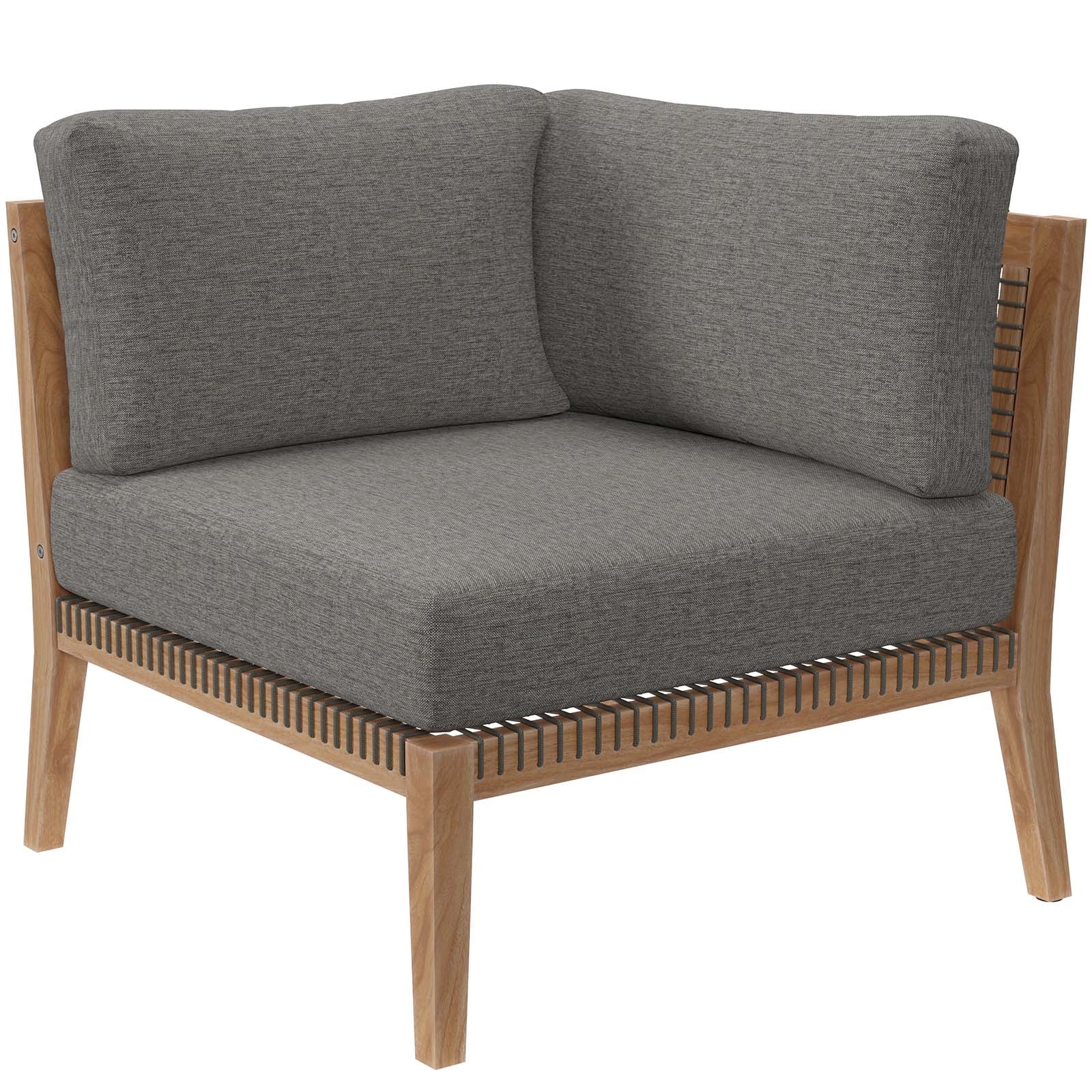 Modway Outdoor Sofas - Clearwater-Outdoor-Patio-Teak-Wood-Corner-Chair-Gray-Graphite