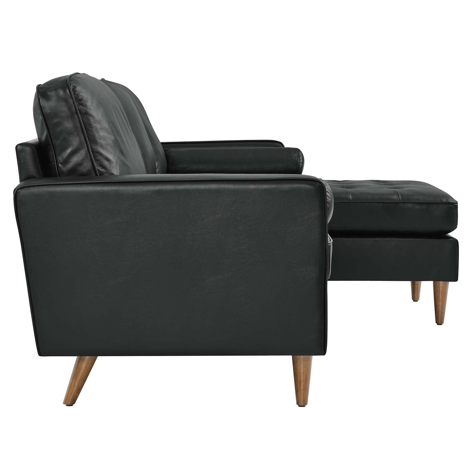 Modway Sectional Sofas - Valour 78" Leather Apartment Sectional Sofa Black