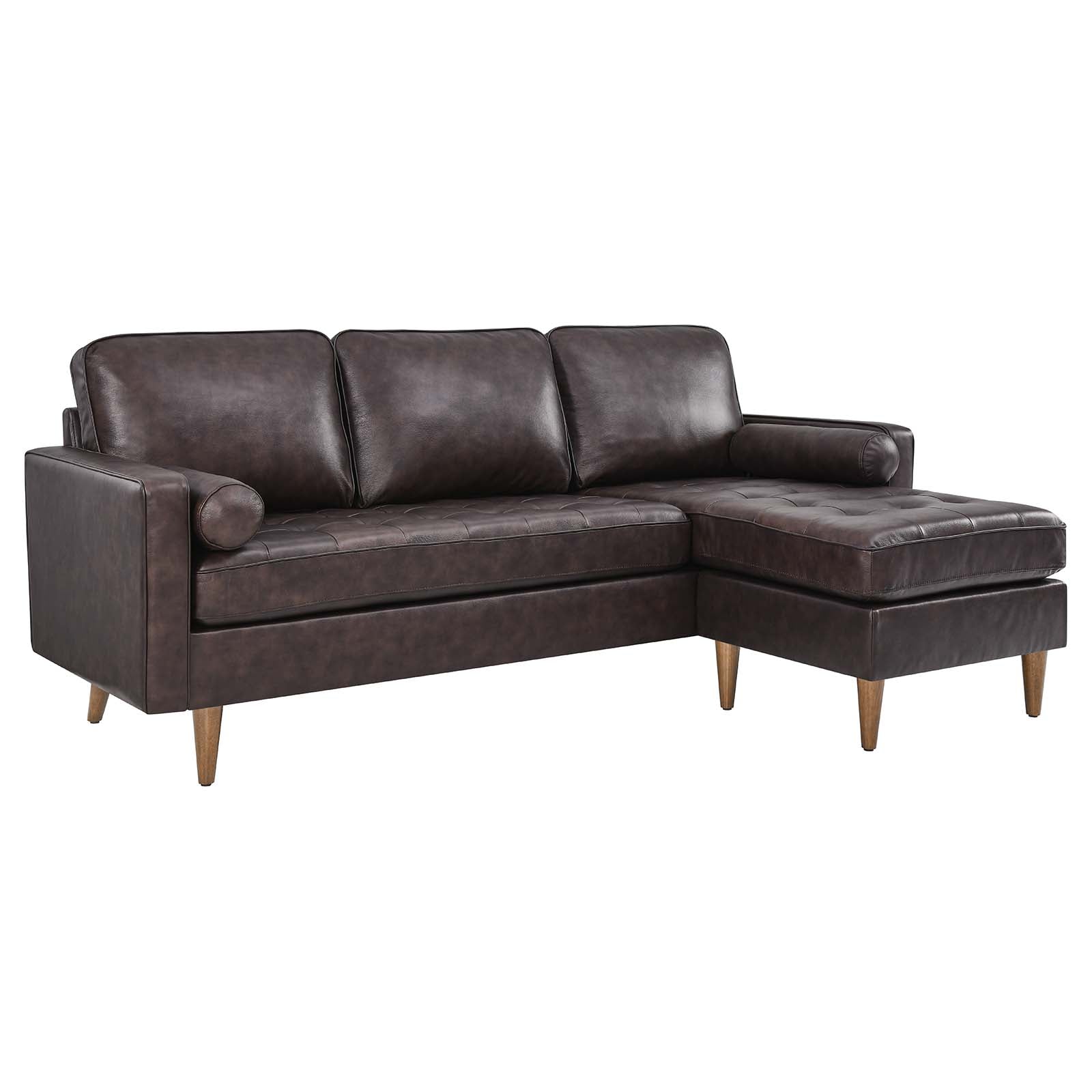 Modway Sectional Sofas - Valour 78" Leather Apartment Sectional Sofa Brown