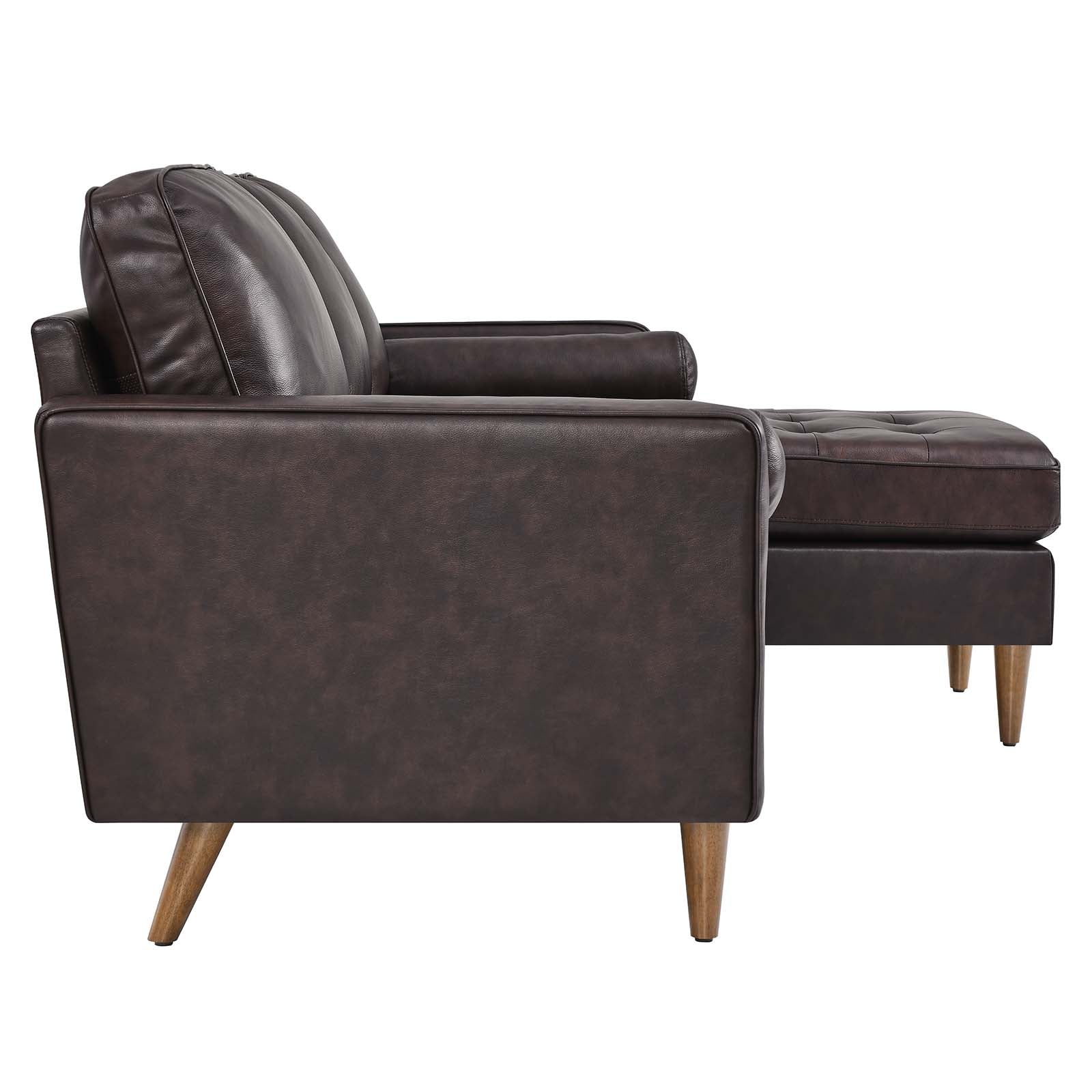 Modway Sectional Sofas - Valour 78" Leather Apartment Sectional Sofa Brown