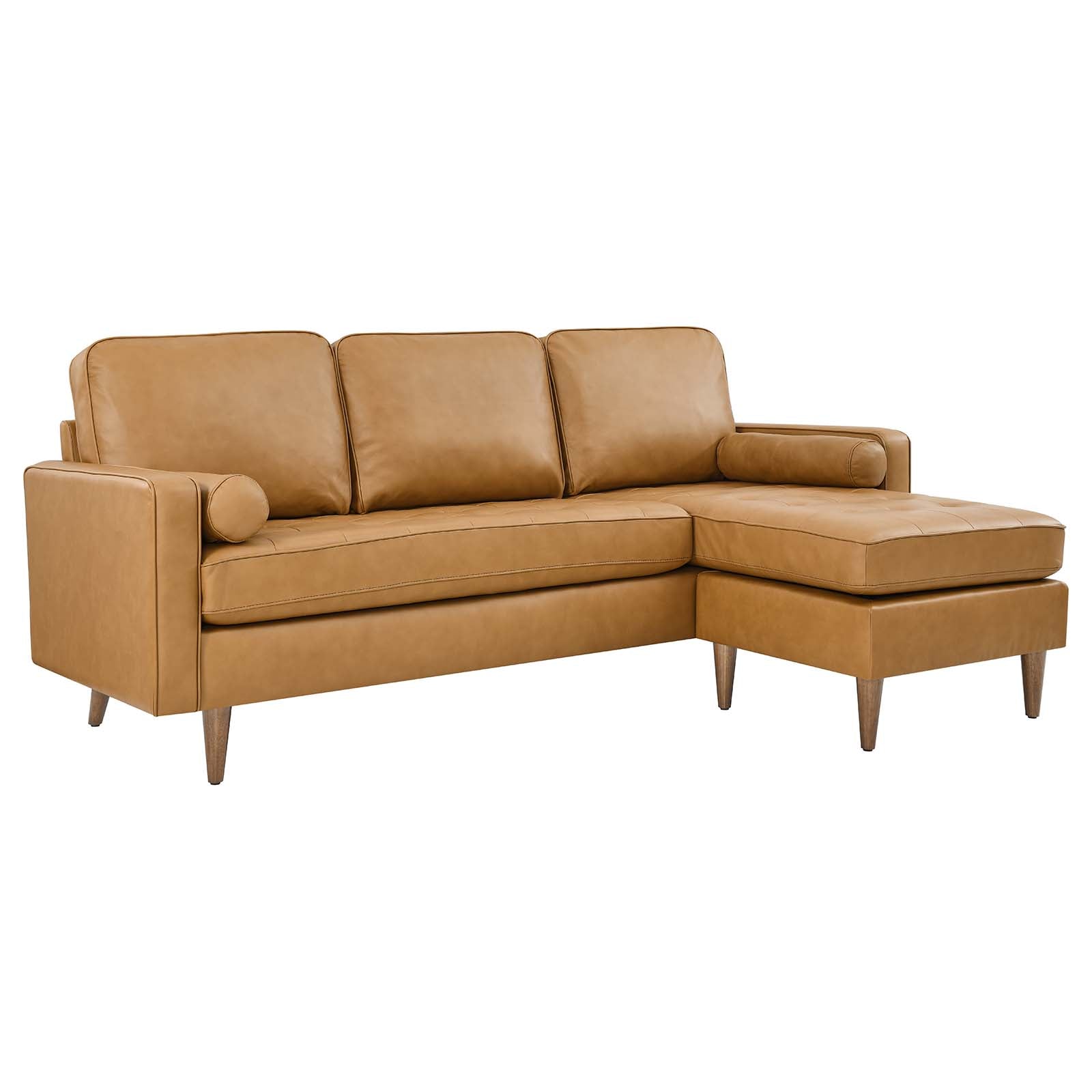 Modway Sectional Sofas - Valour 78" Leather Apartment Sectional Sofa Tan