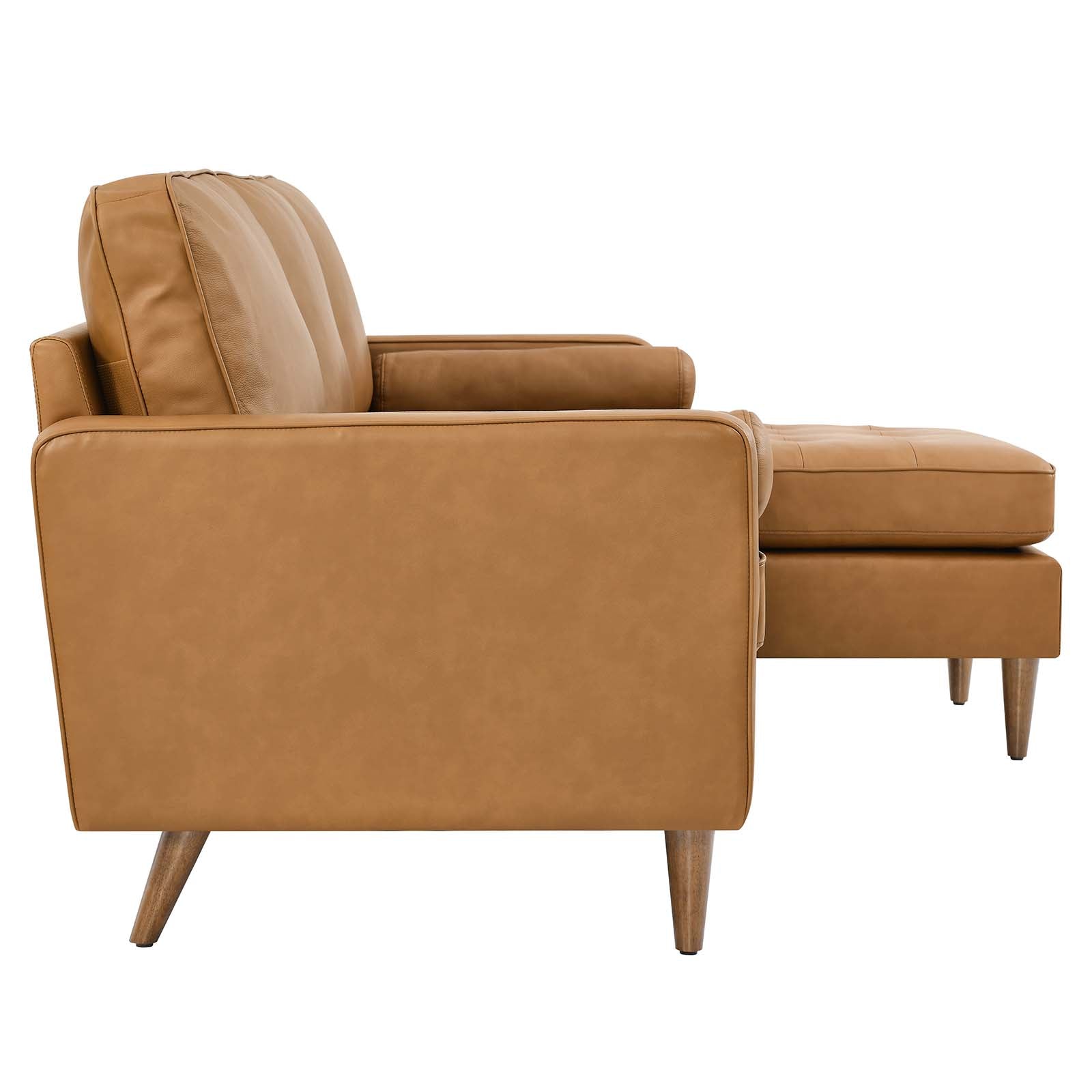 Modway Sectional Sofas - Valour 78" Leather Apartment Sectional Sofa Tan