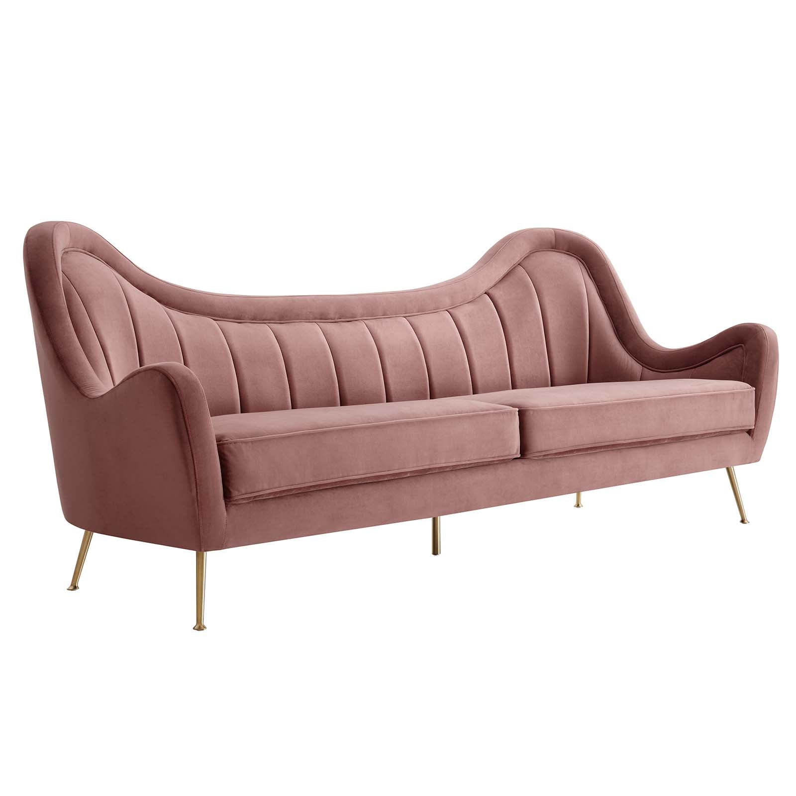 Modway Sofas & Couches - Cheshire Channel Tufted Performance Velvet Sofa Dusty Rose