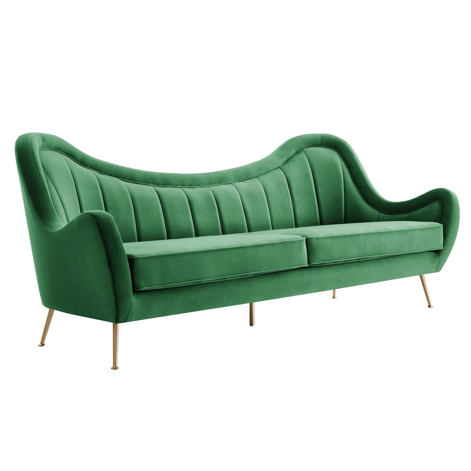 Modway Sofas & Couches - Cheshire Channel Tufted Performance Velvet Sofa Emerald