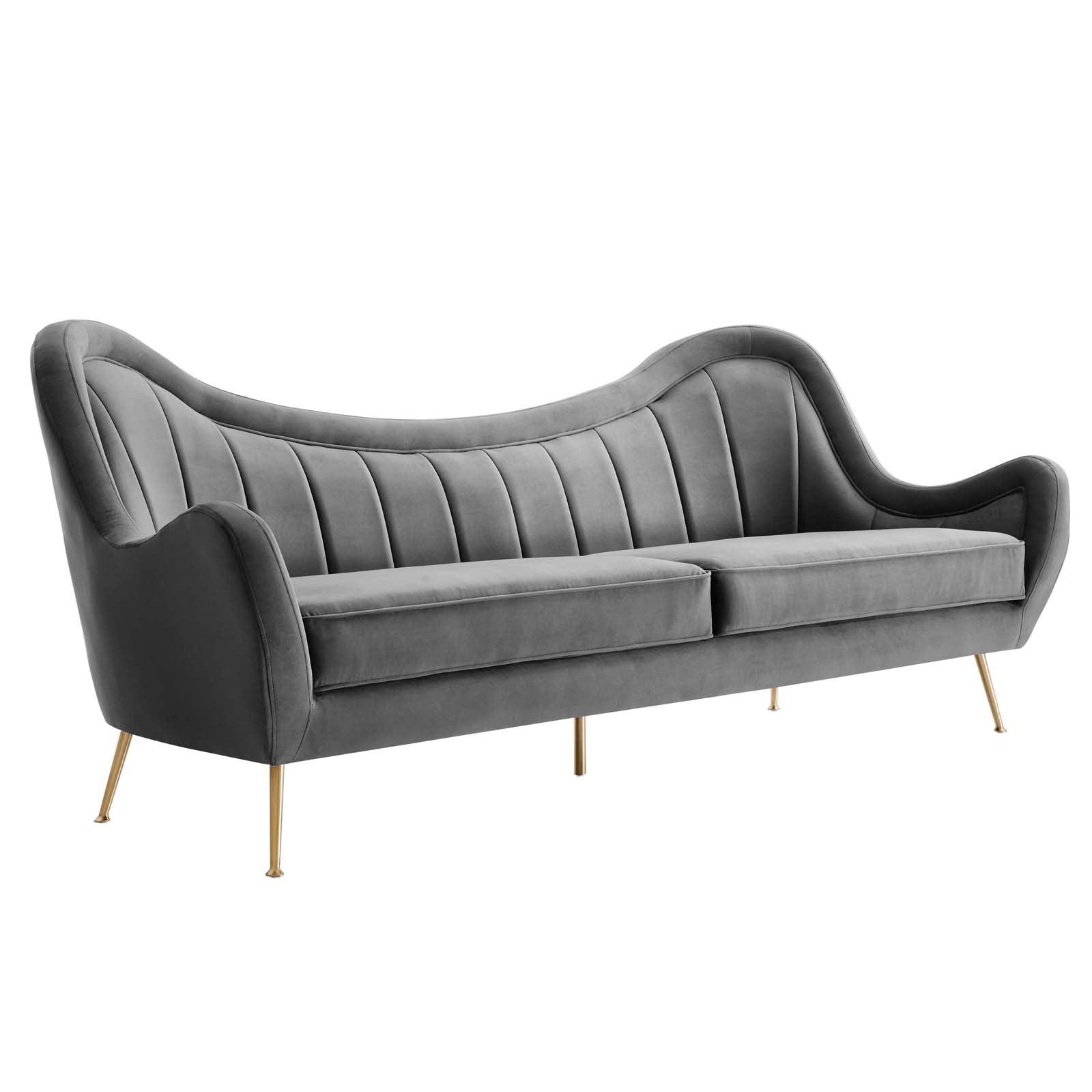 Modway Sofas & Couches - Cheshire Channel Tufted Performance Velvet Sofa Gray