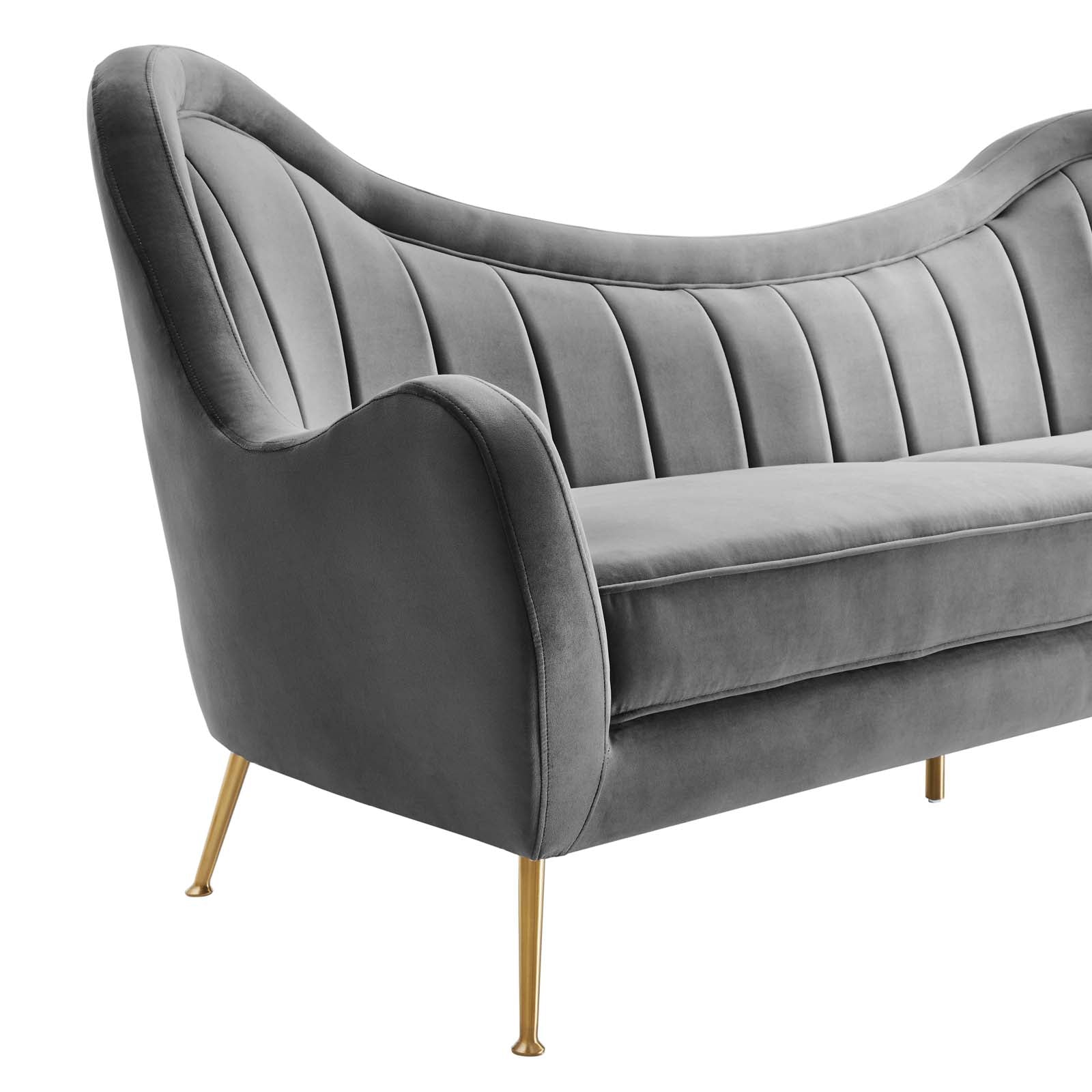 Modway Sofas & Couches - Cheshire Channel Tufted Performance Velvet Sofa Gray
