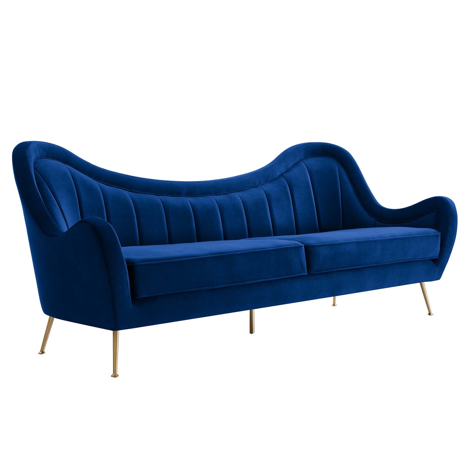 Modway Sofas & Couches - Cheshire Channel Tufted Performance Velvet Sofa Navy