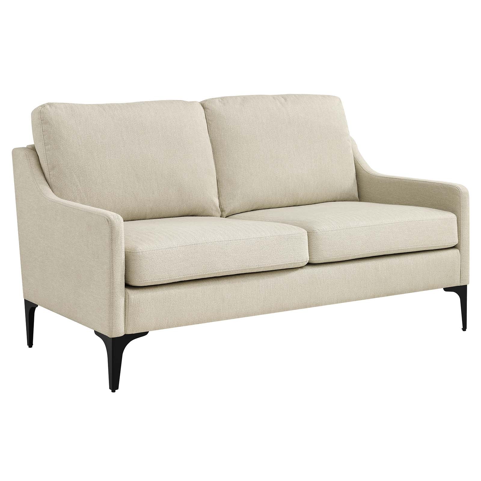 Modway Loveseats - Corland Upholstered Fabric Loveseat Beige