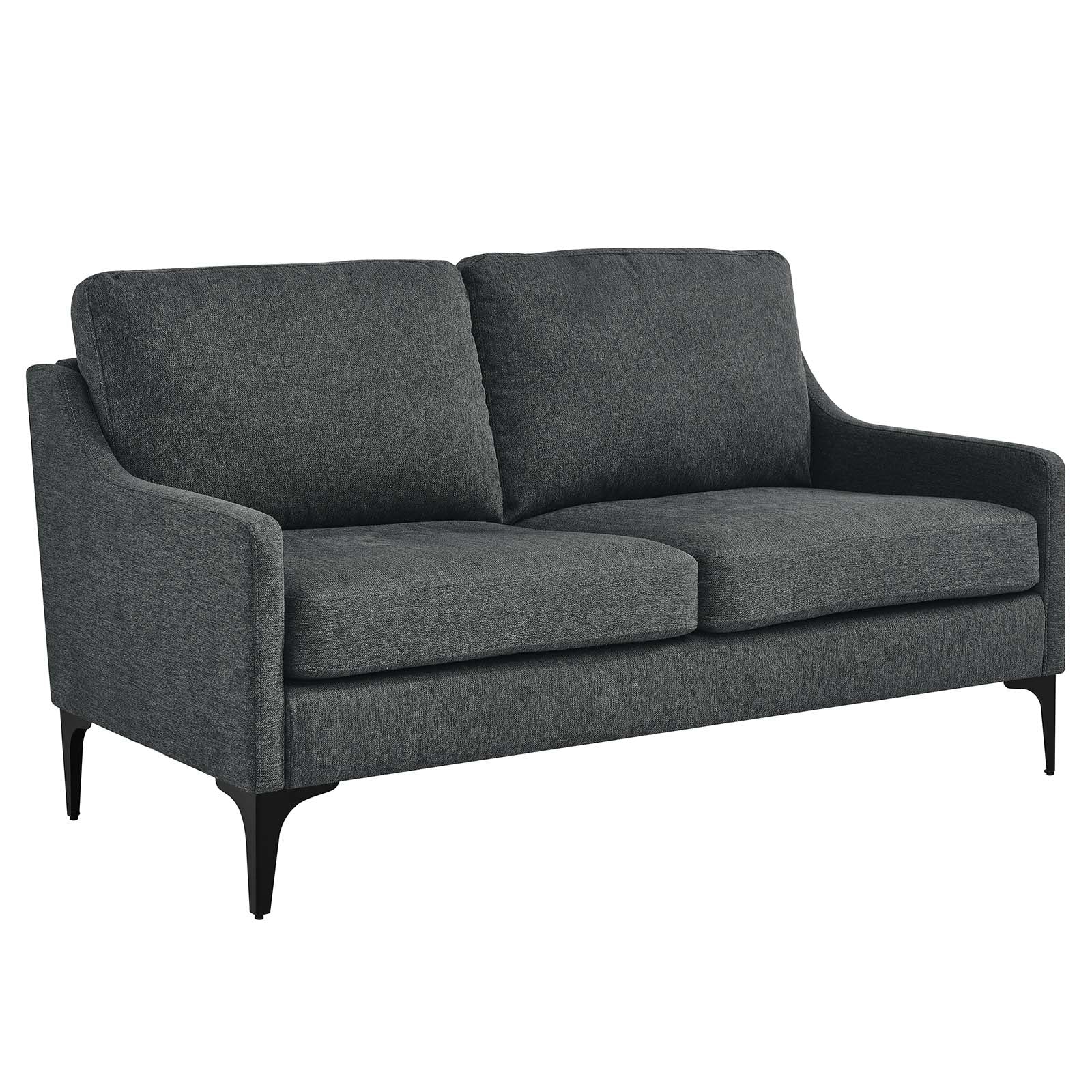 Modway Loveseats - Corland Upholstered Fabric Loveseat Charcoal