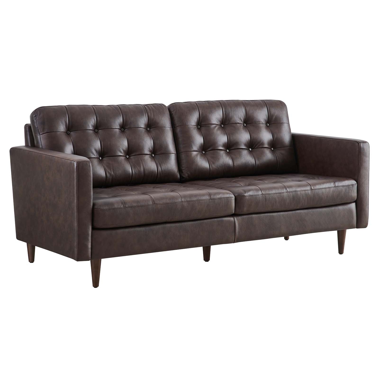 Modway Sofas & Couches - Exalt Tufted Vegan Leather Sofa Brown
