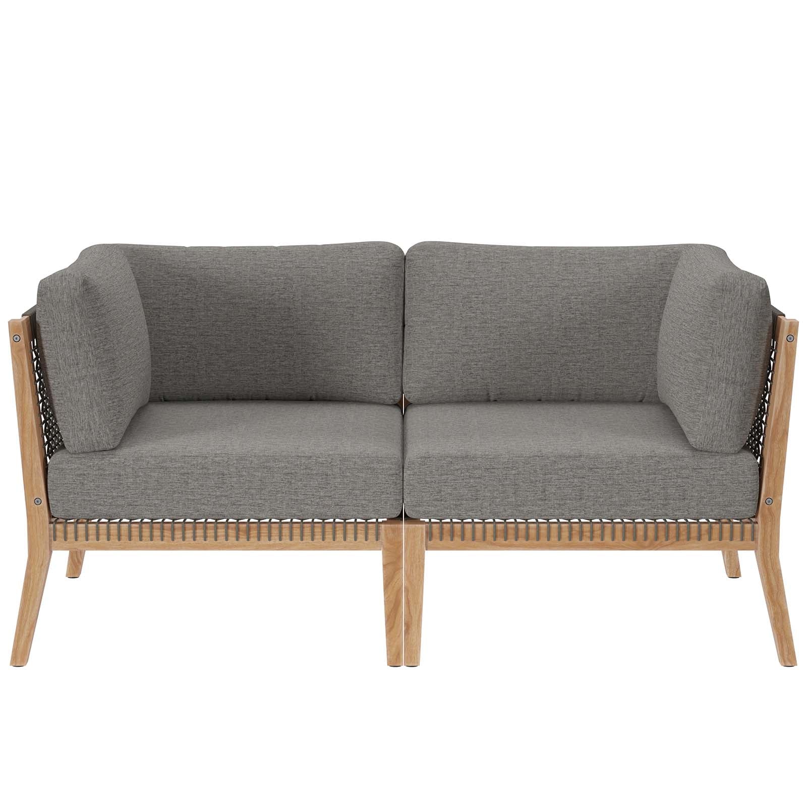 Modway Outdoor Sofas - Clearwater-Outdoor-Patio-Teak-Wood-Loveseat-Gray-Graphite