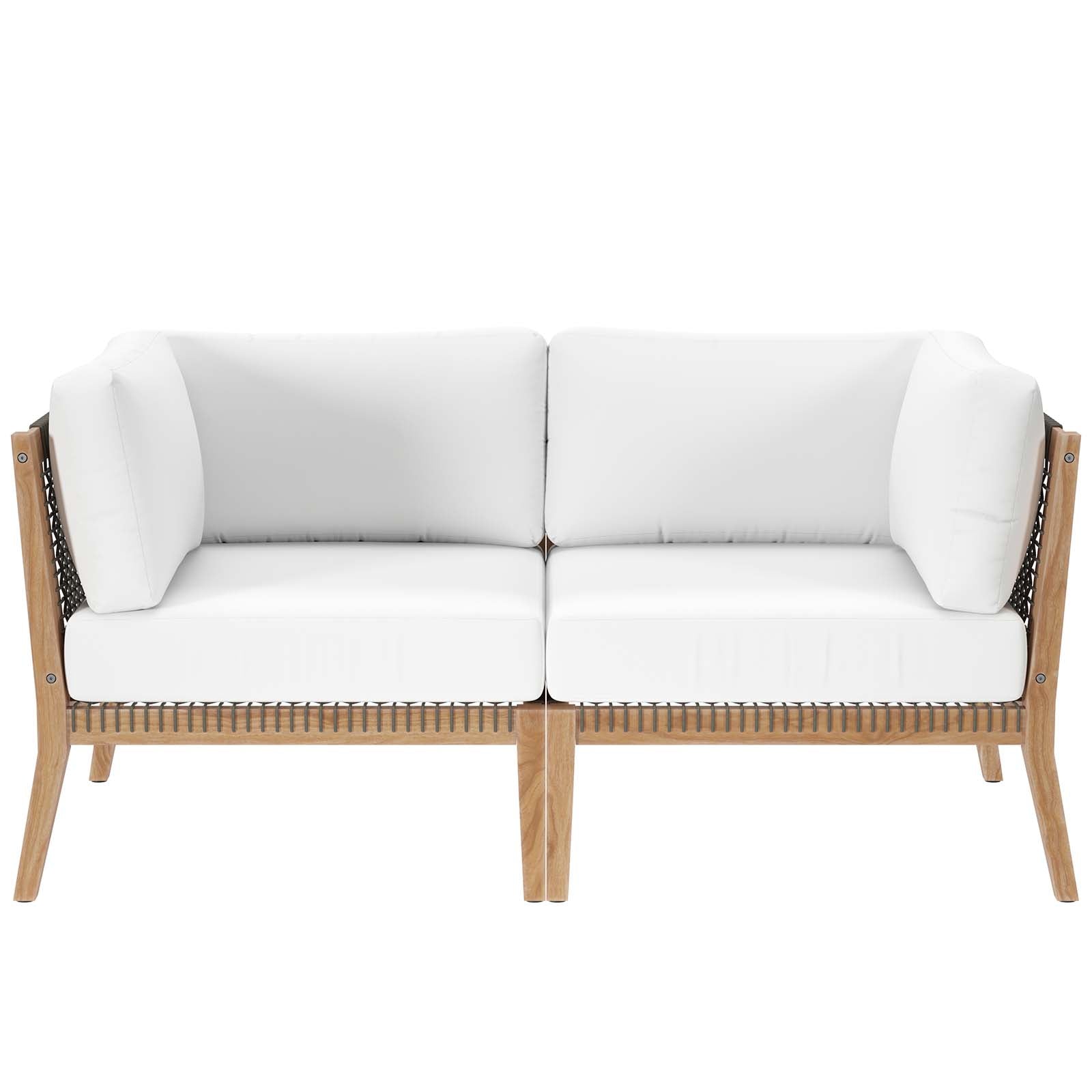 Modway Outdoor Sofas - Clearwater-Outdoor-Patio-Teak-Wood-Loveseat-Gray-White