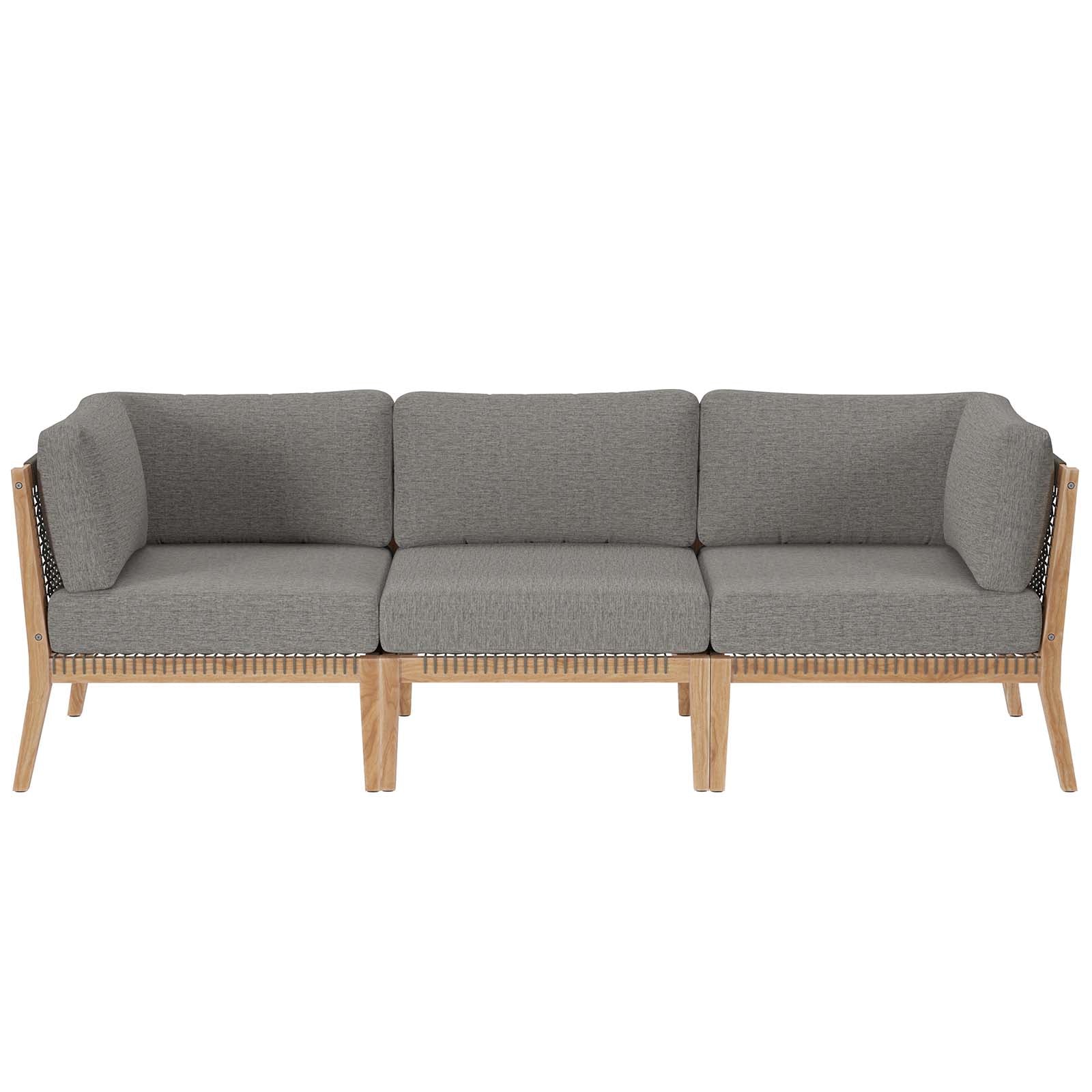 Modway Outdoor Sofas - Clearwater-Outdoor-Patio-Teak-Wood-Sofa-Gray-Graphite