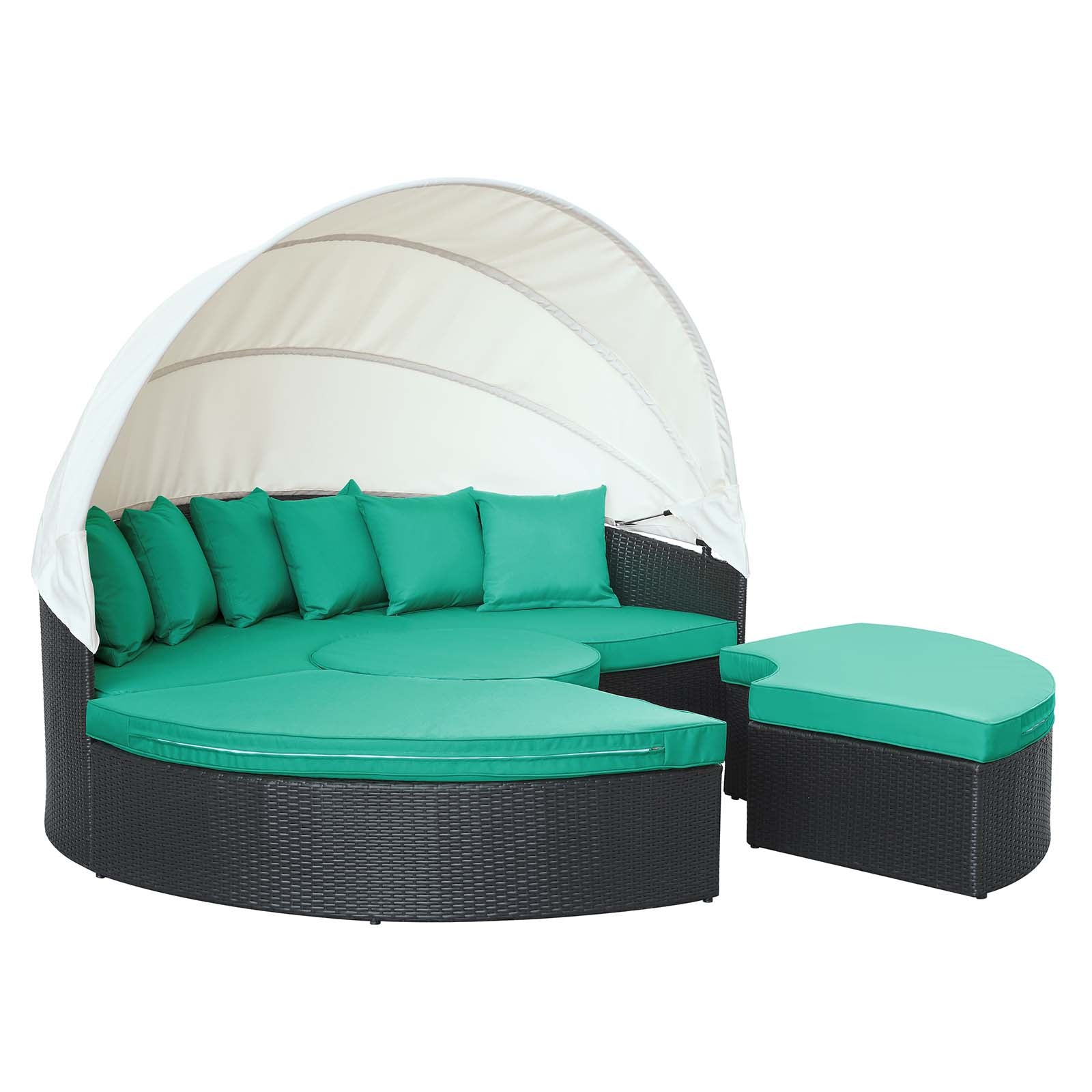 Modway Patio Daybeds - Quest Canopy Outdoor Patio Daybed Espresso Turquoise