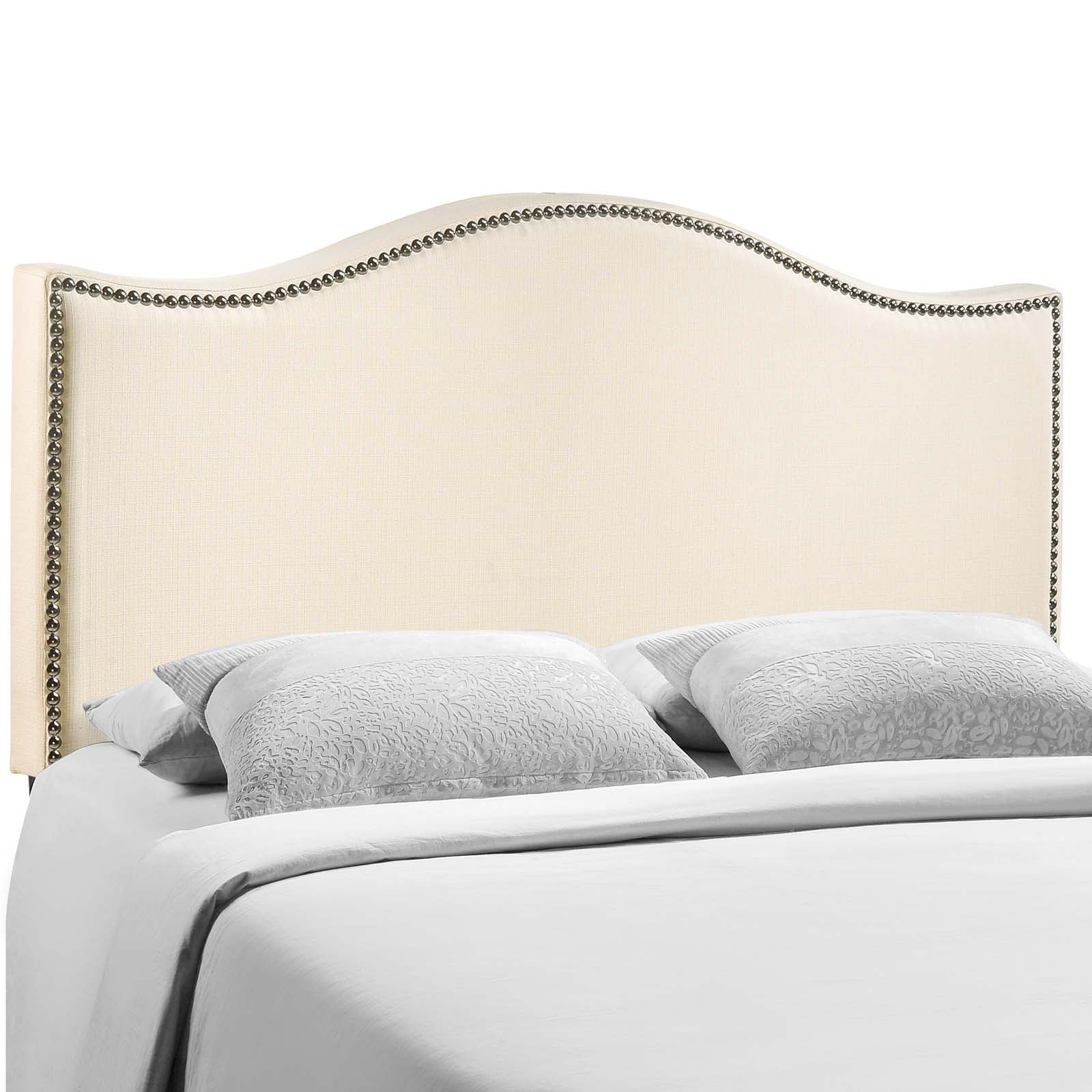 Modway Headboards - Curl Queen Nailhead Upholstered Headboard Ivory