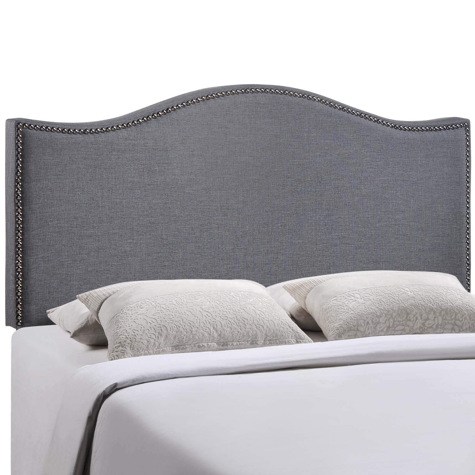 Modway Headboards - Curl Queen Nailhead Upholstered Headboard Smoke