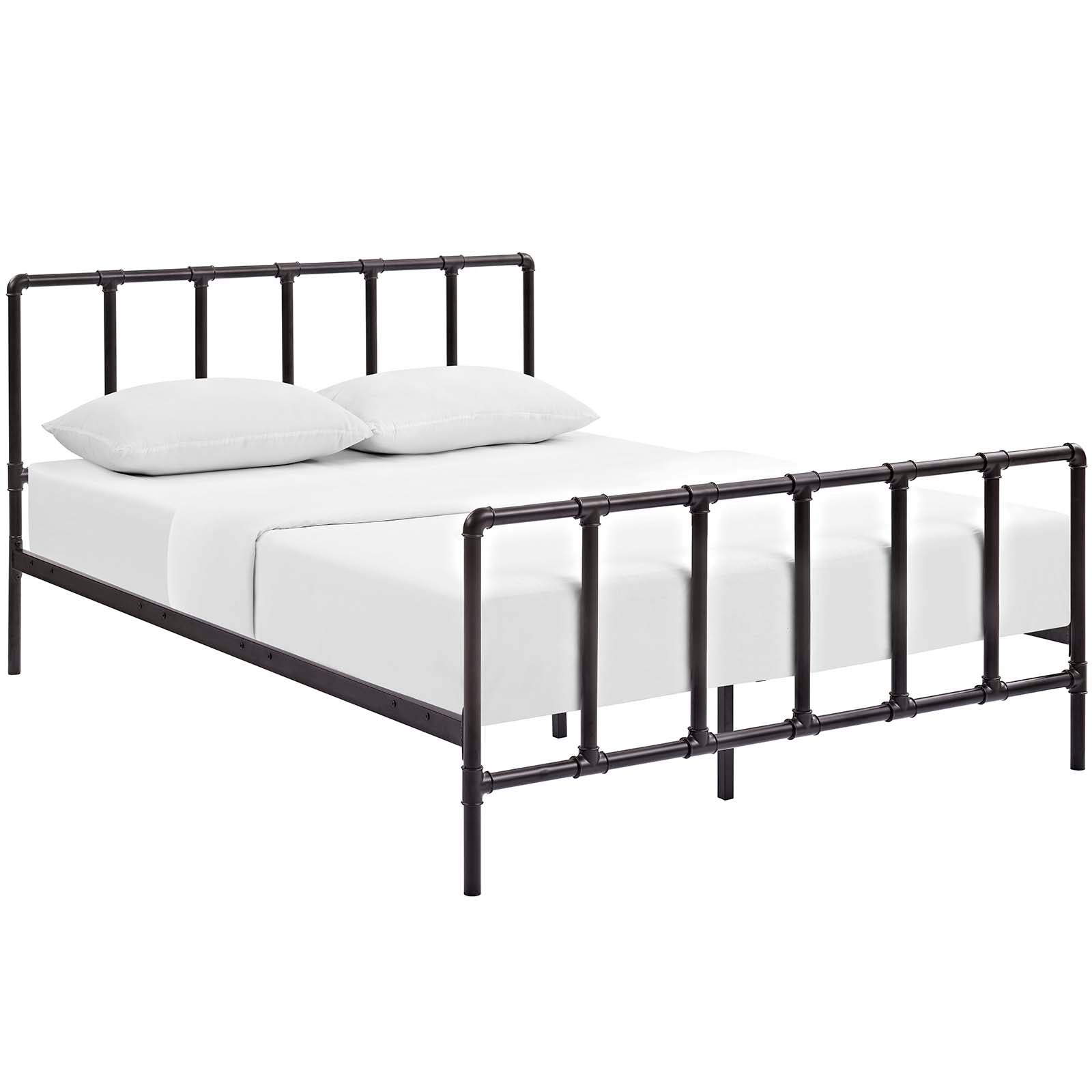 Modway Beds - Dower Queen Stainless Steel Bed Brown